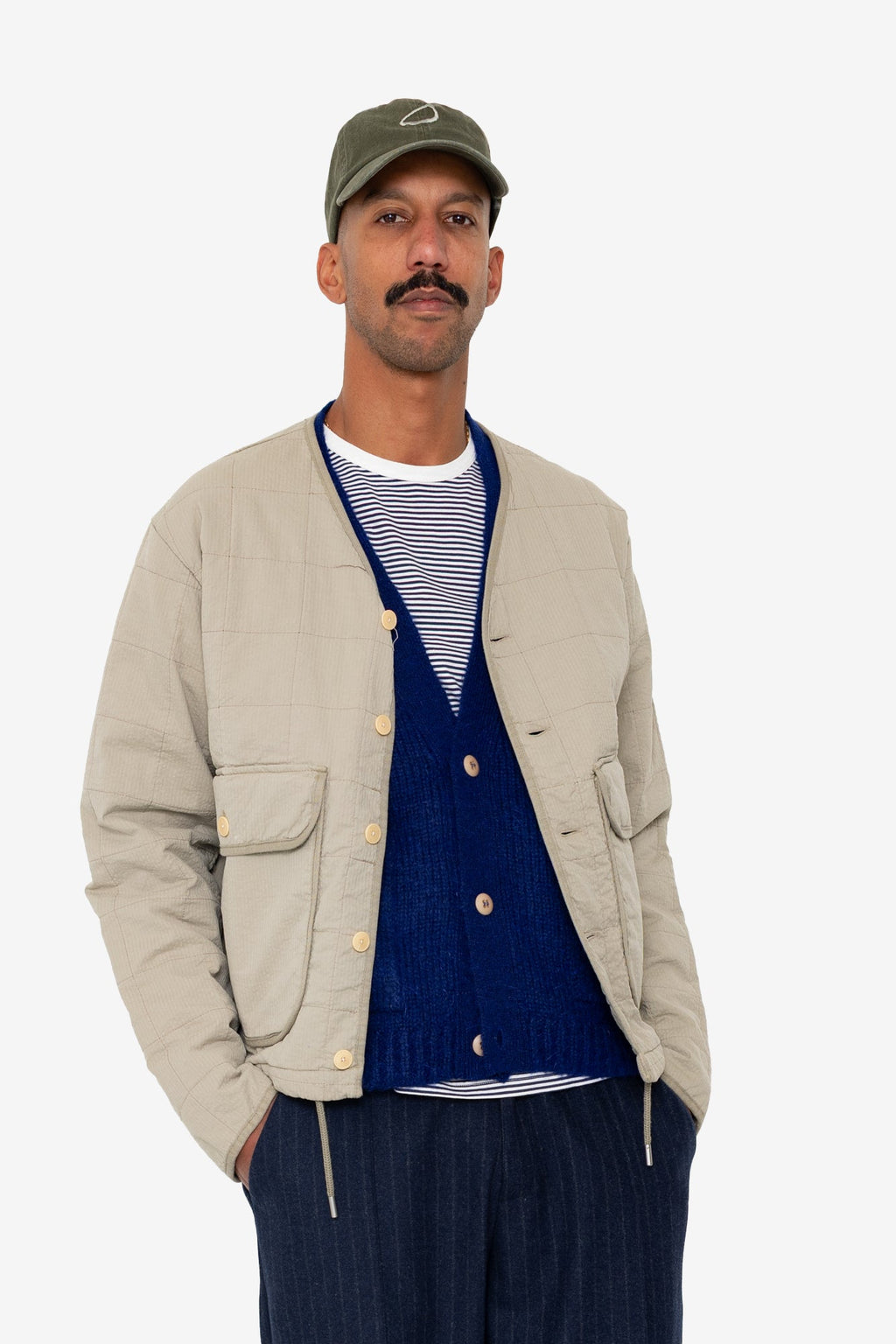 Quilted Liner Jacket - Smoke Grey Seersucker
