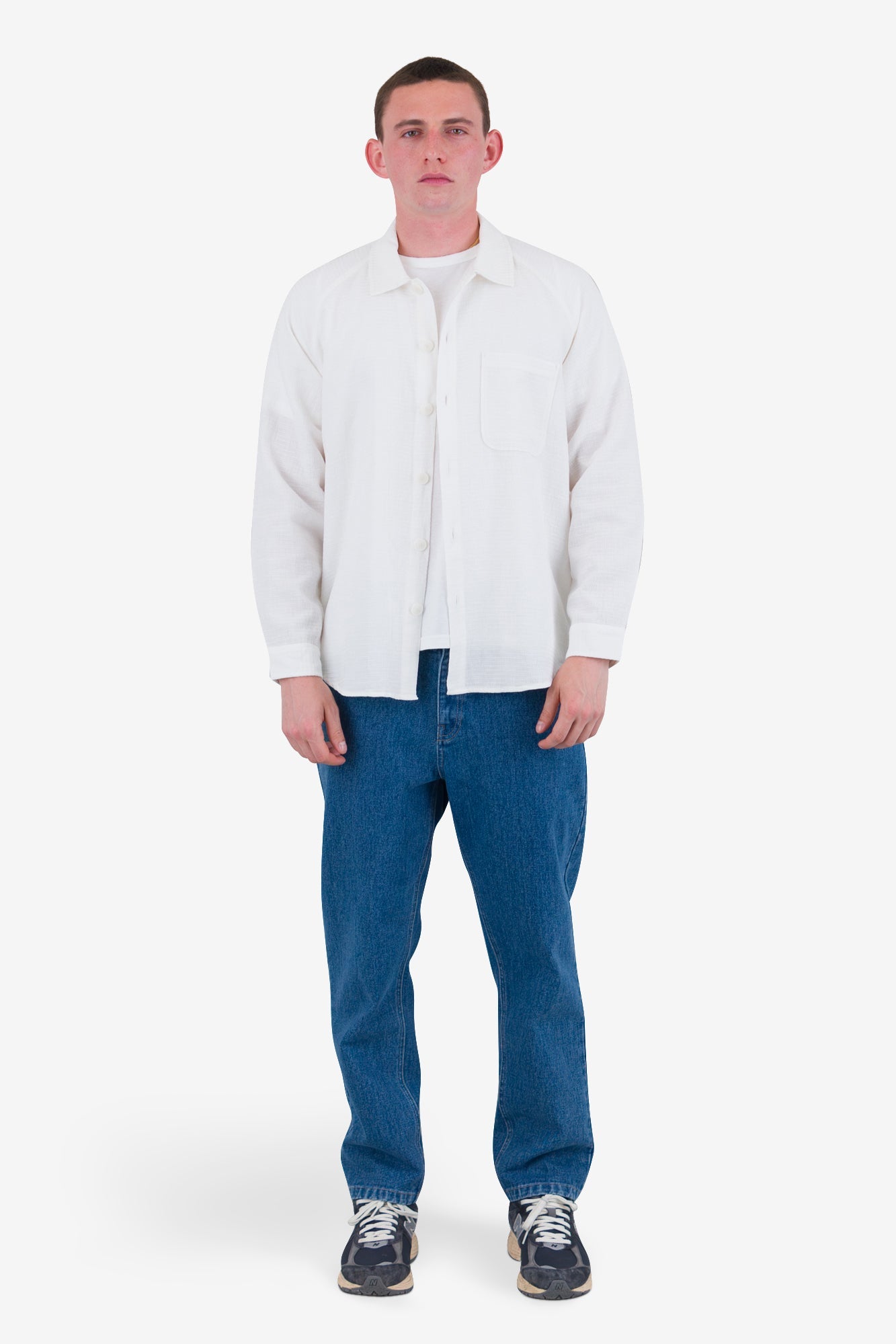 Raglan Shirt - White Dropstitch Waffle