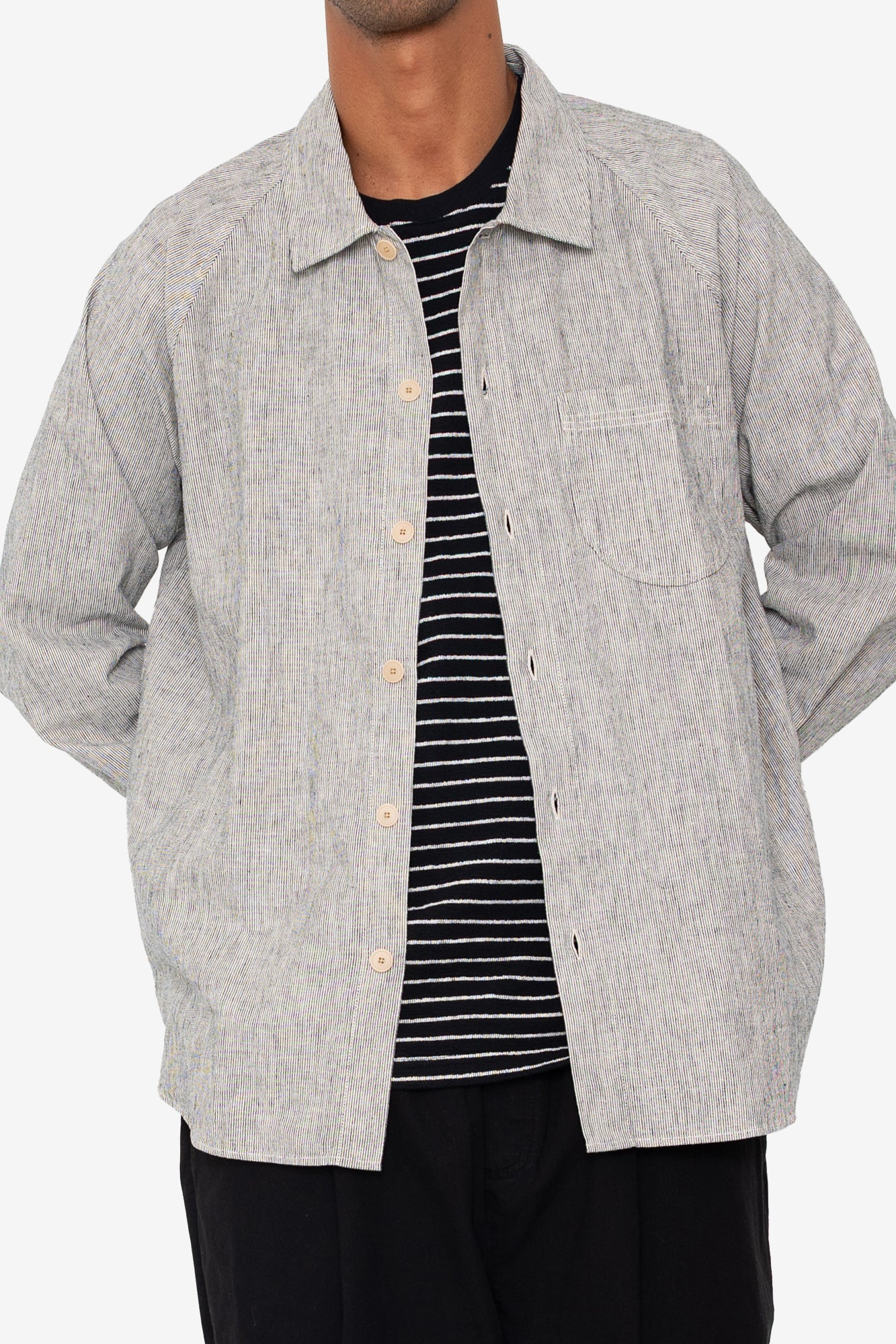 Raglan Shirt - Black Microstripe