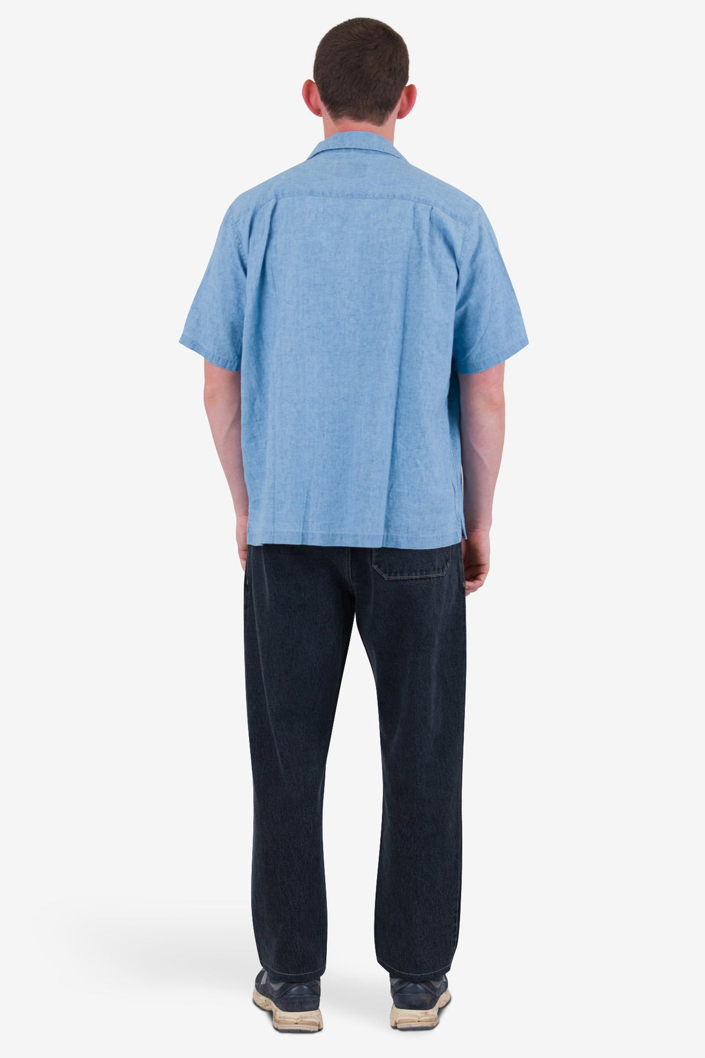 Relaxed Soft Collar Shirt - Indigo Microcheck