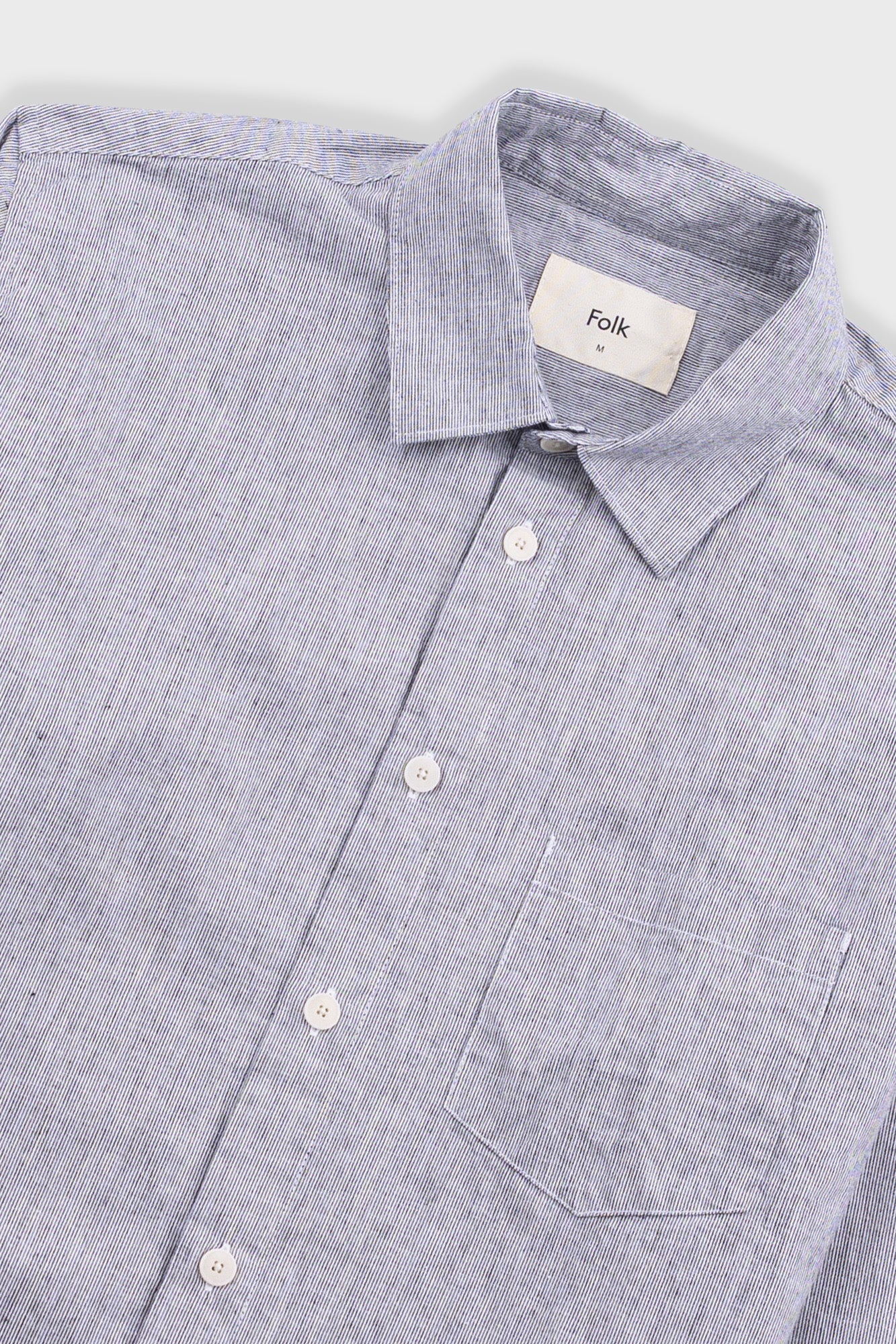 Relaxed Fit Shirt - Black Microstripe Linen