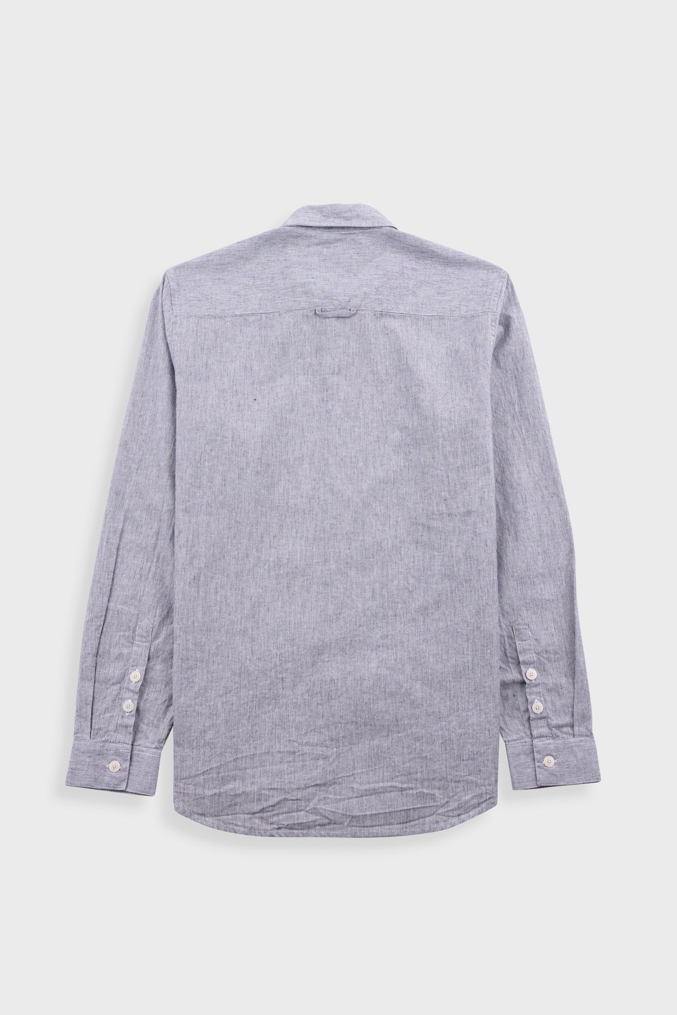 Relaxed Fit Shirt - Black Microstripe Linen