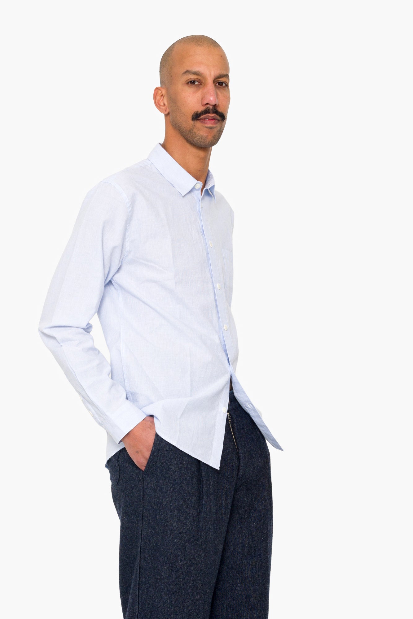 Relaxed Fit Shirt - Blue Microstripe