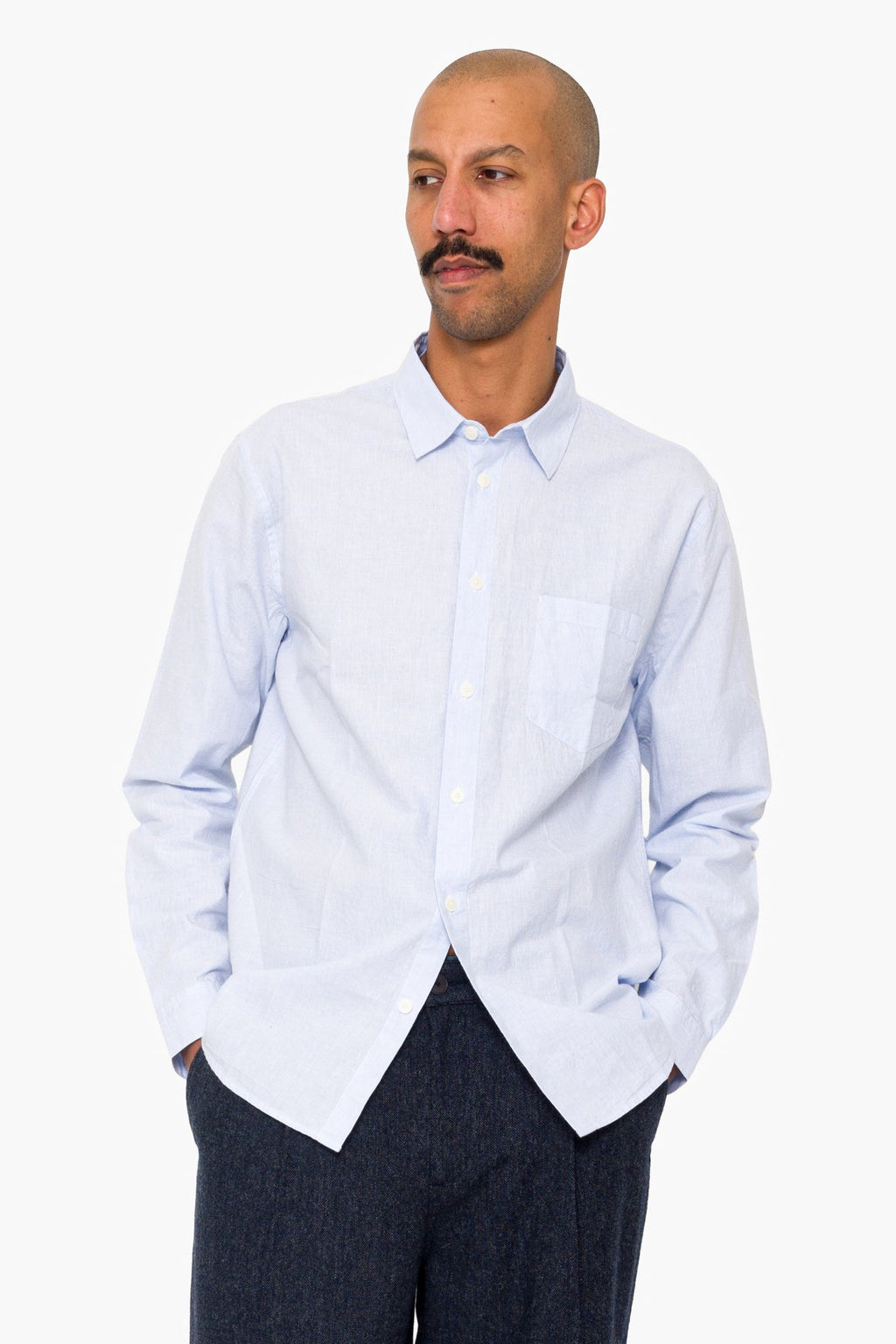 Relaxed Fit Shirt - Blue Microstripe
