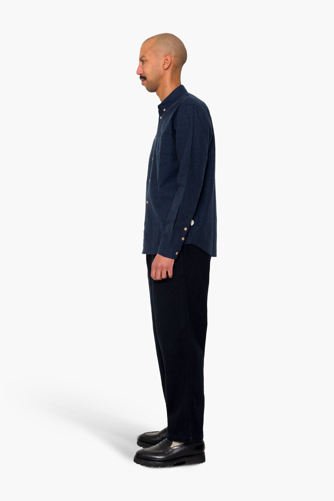 Relaxed Fit Shirt - Navy Melange Flannel
