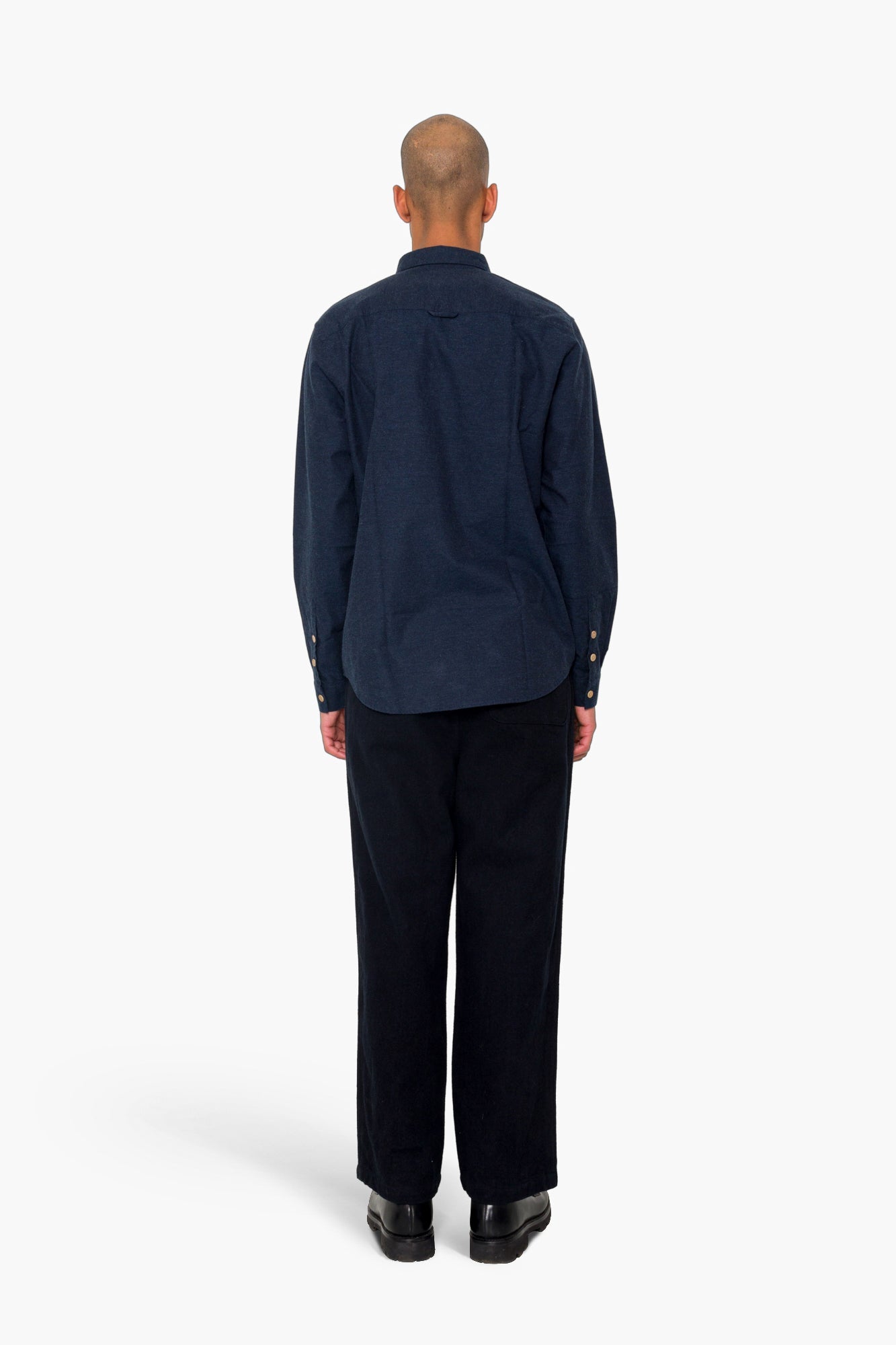 Relaxed Fit Shirt - Navy Melange Flannel