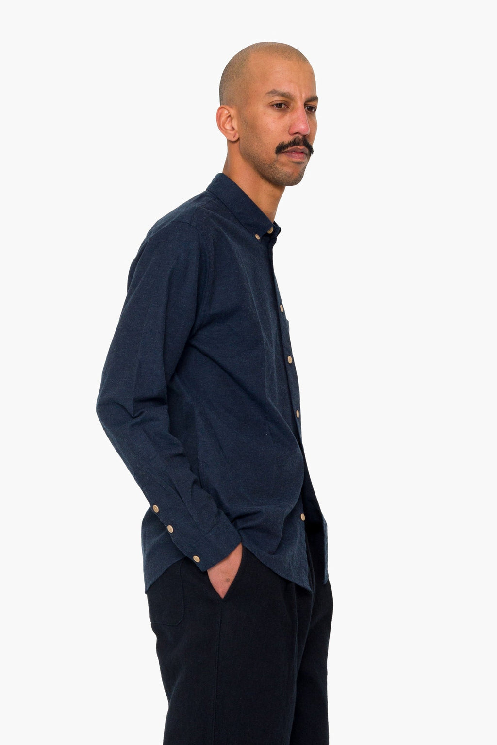 Relaxed Fit Shirt - Navy Melange Flannel