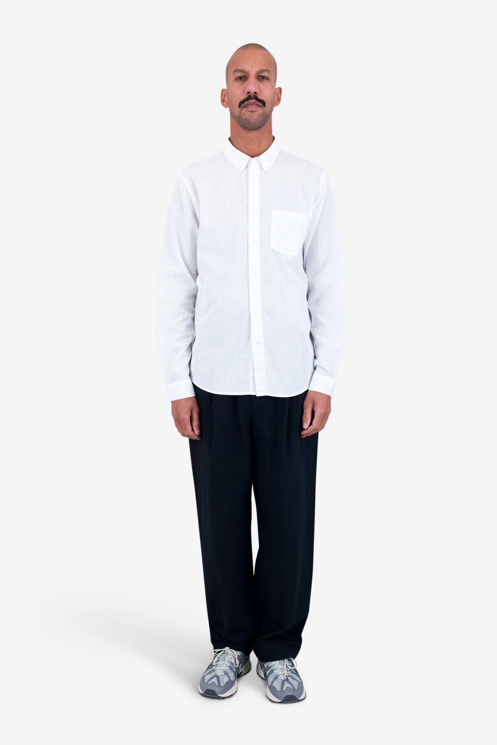 Relaxed Fit Shirt - White Fine Stripe