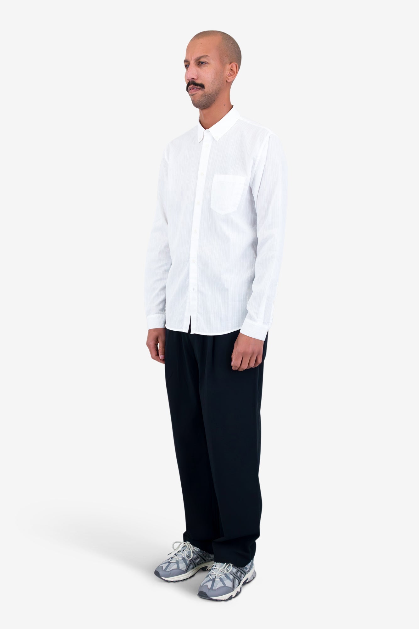 Relaxed Fit Shirt - White Fine Stripe