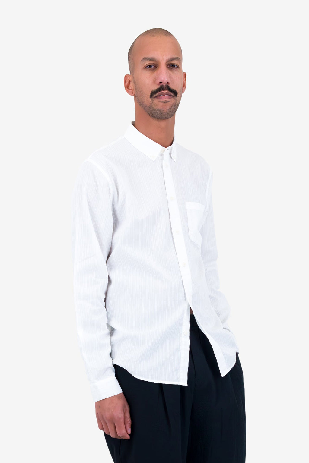 Relaxed Fit Shirt - White Fine Stripe
