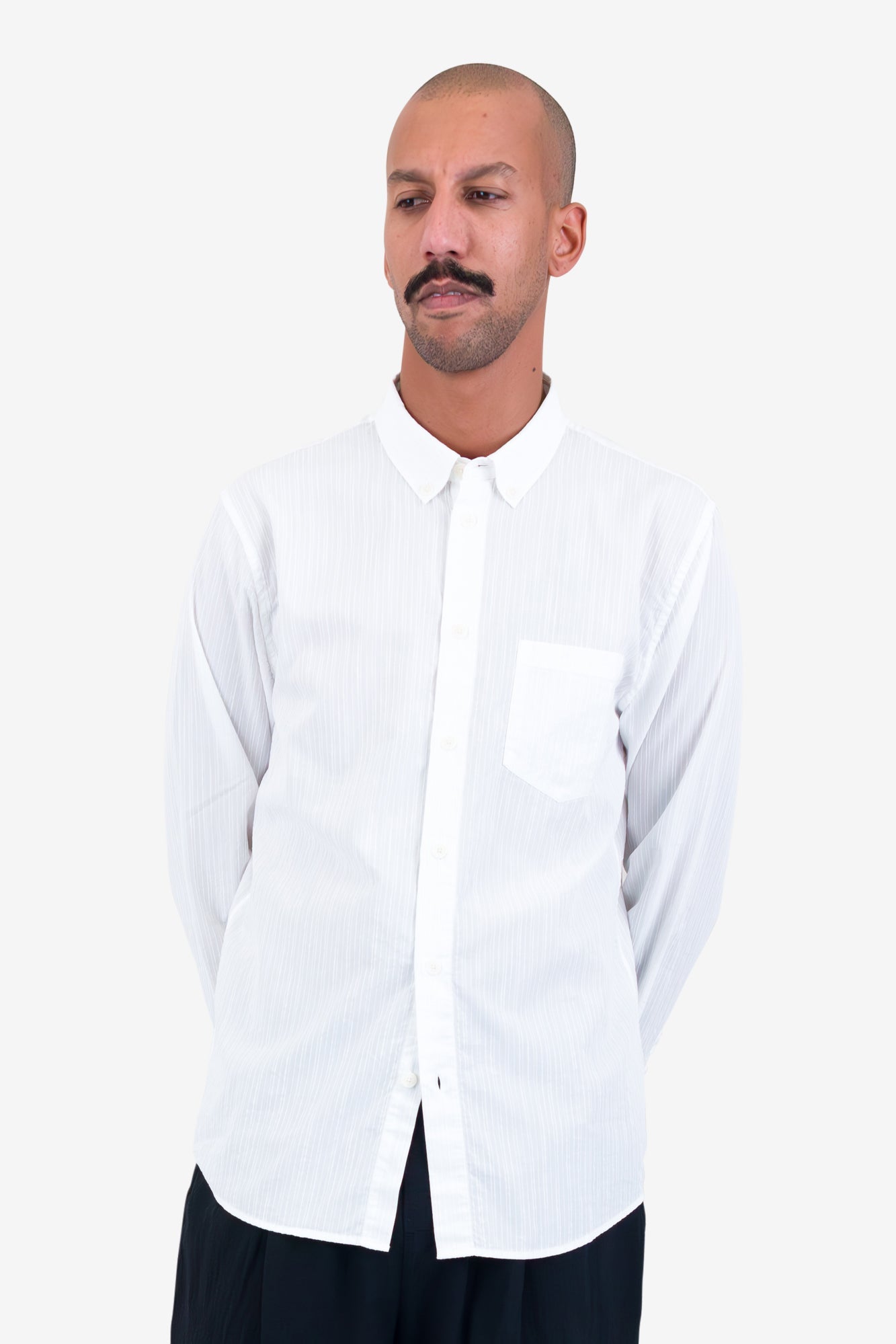 Relaxed Fit Shirt - White Fine Stripe