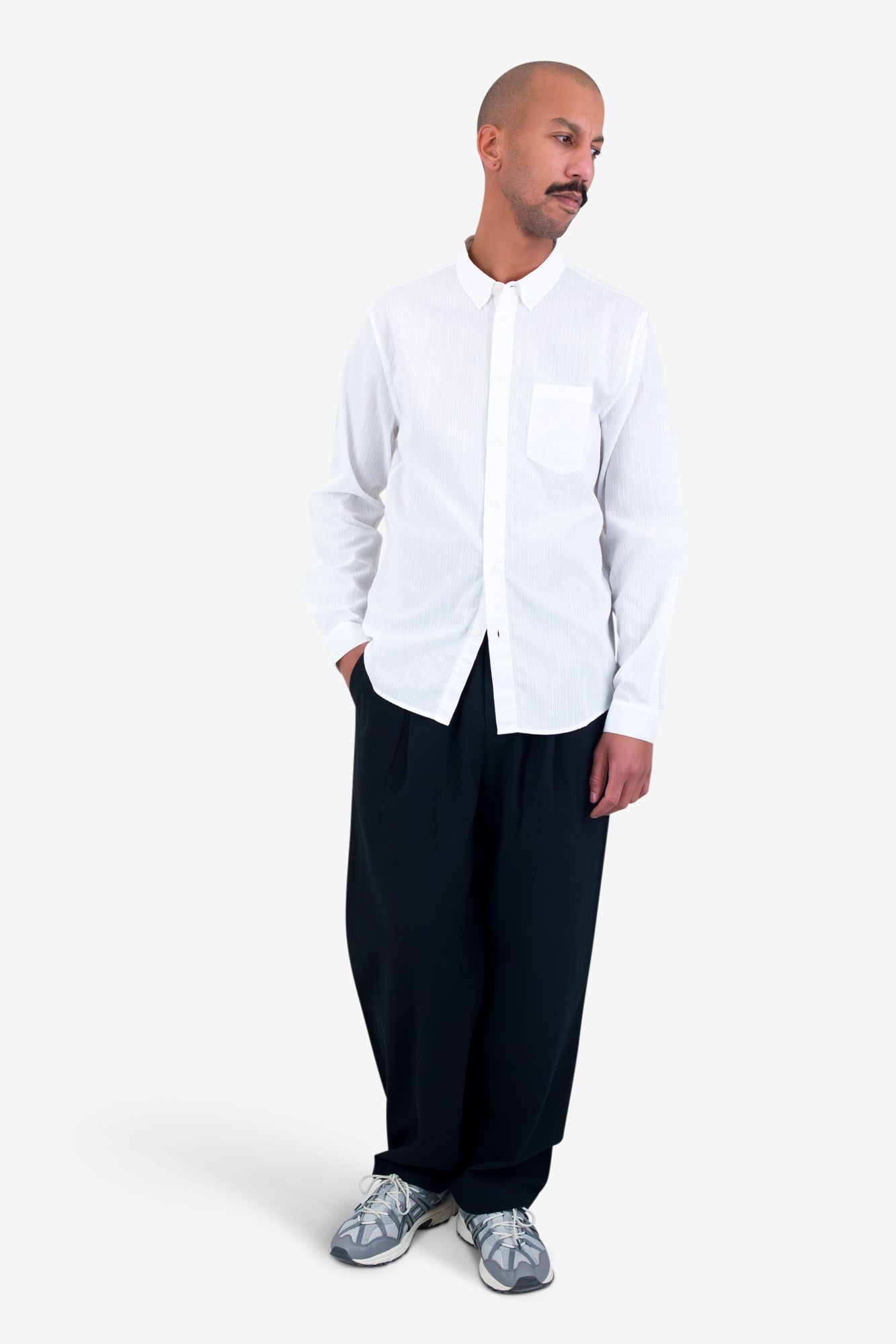 Relaxed Fit Shirt - White Fine Stripe