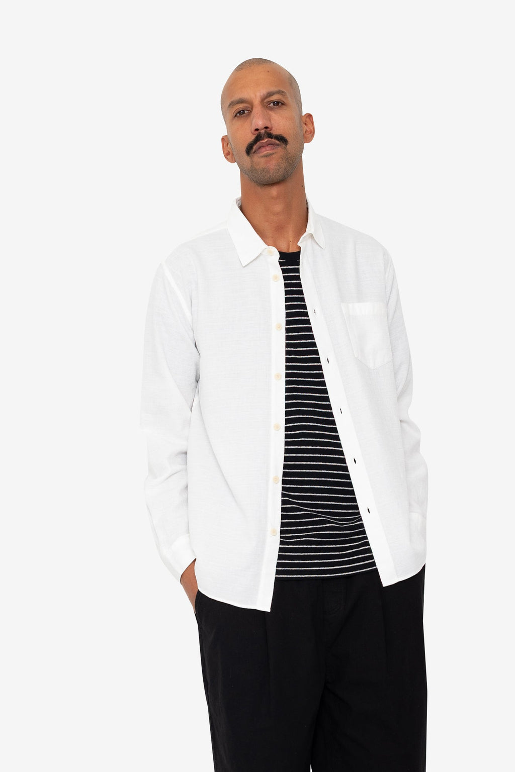 Relaxed Fit Shirt - White Slub