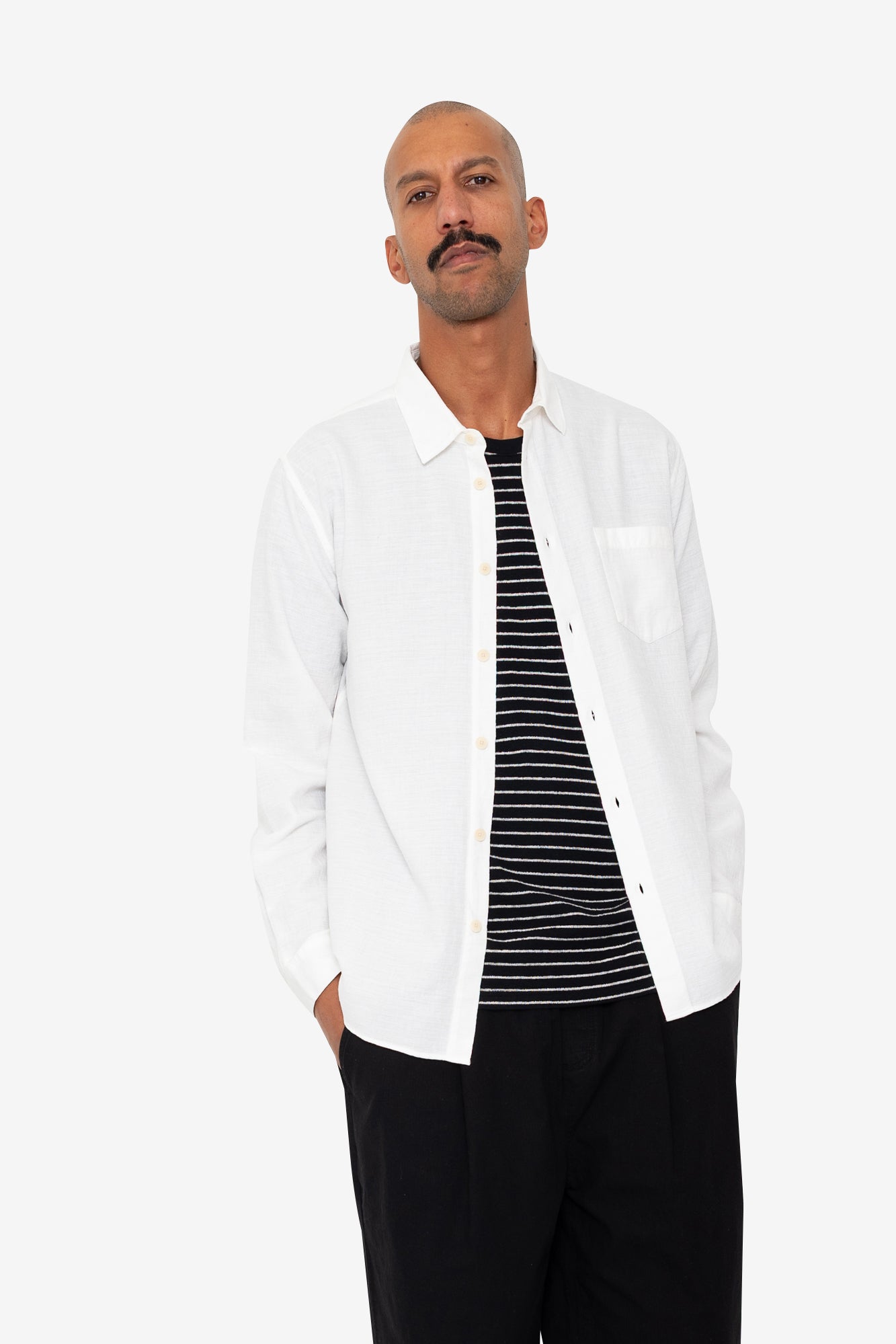 Relaxed Fit Shirt - White Slub