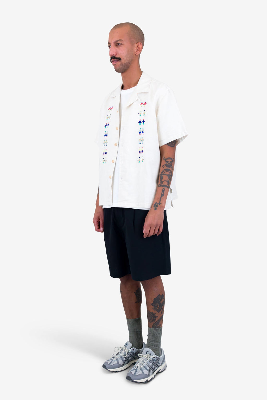 Relaxed Soft Collar Shirt - Ecru Track Embroidery
