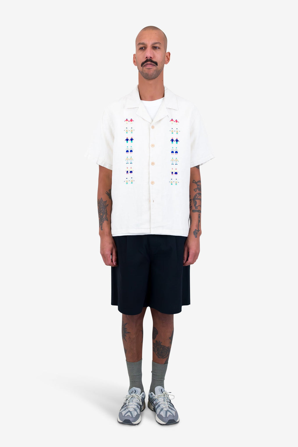 Relaxed Soft Collar Shirt - Ecru Track Embroidery