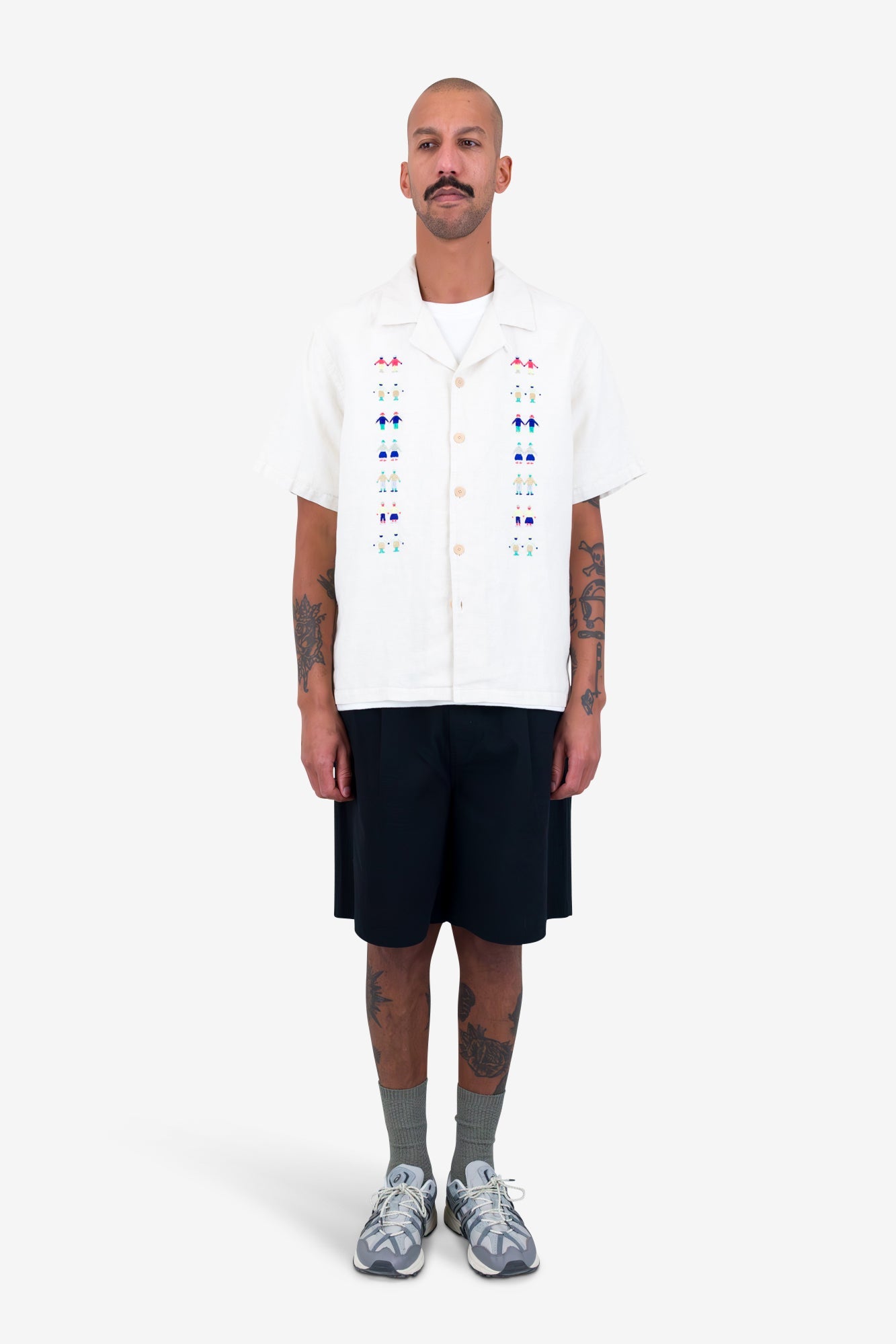 Relaxed Soft Collar Shirt - Ecru Track Embroidery