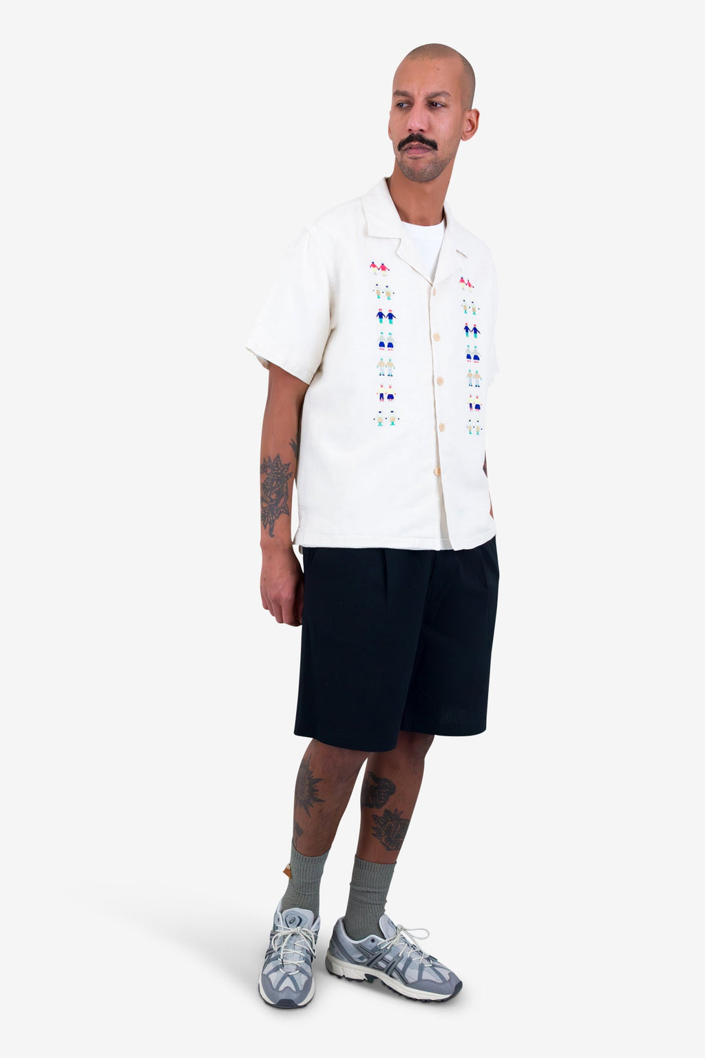 Relaxed Soft Collar Shirt - Ecru Track Embroidery