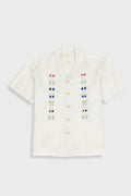 Relaxed Soft Collar Shirt - Ecru Track Embroidery