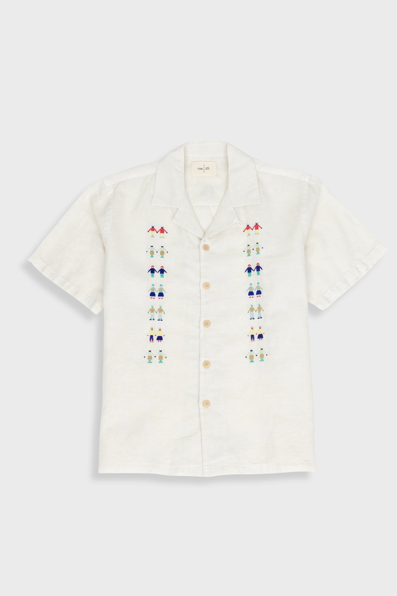 Relaxed Soft Collar Shirt - Ecru Track Embroidery