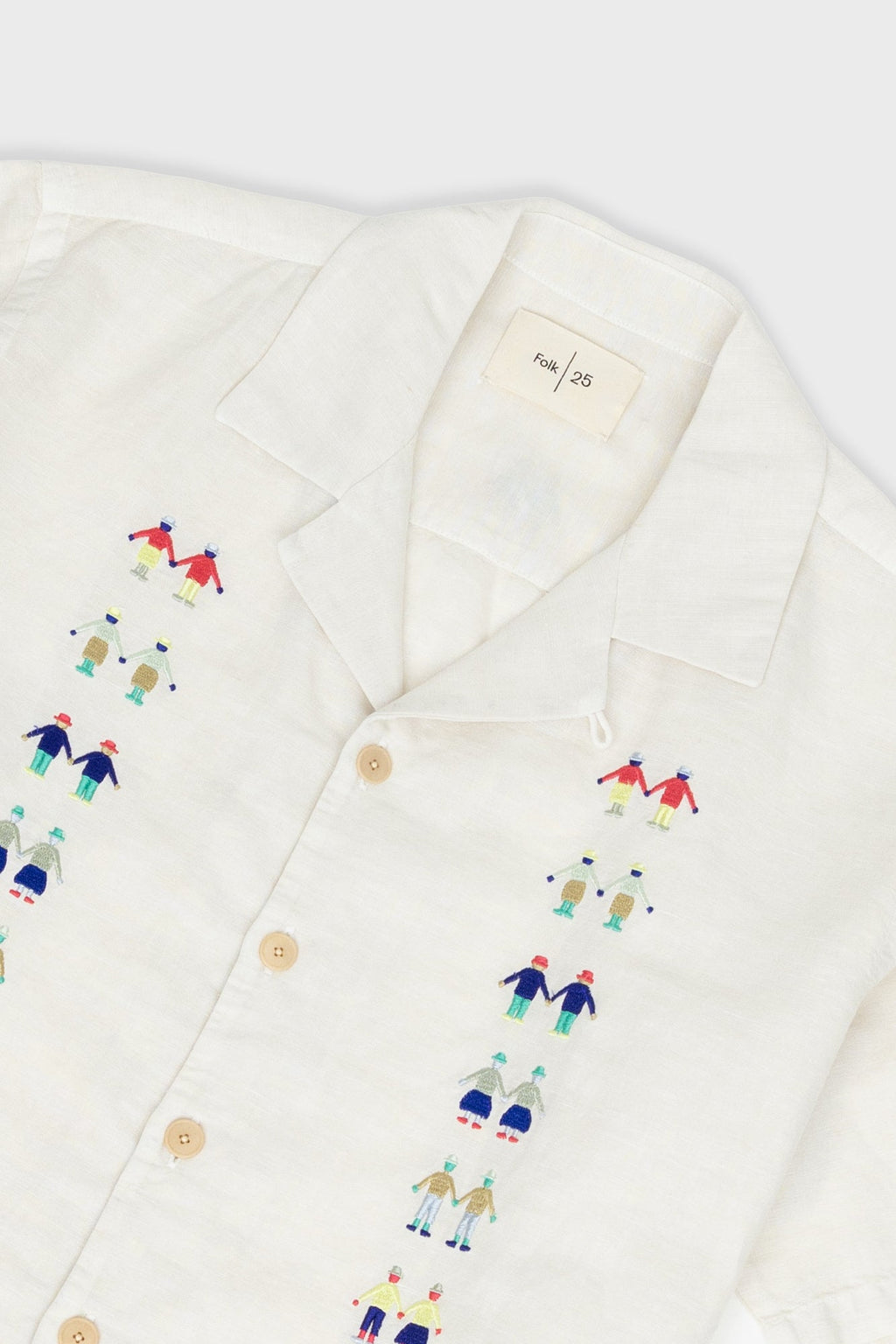 Relaxed Soft Collar Shirt - Ecru Track Embroidery
