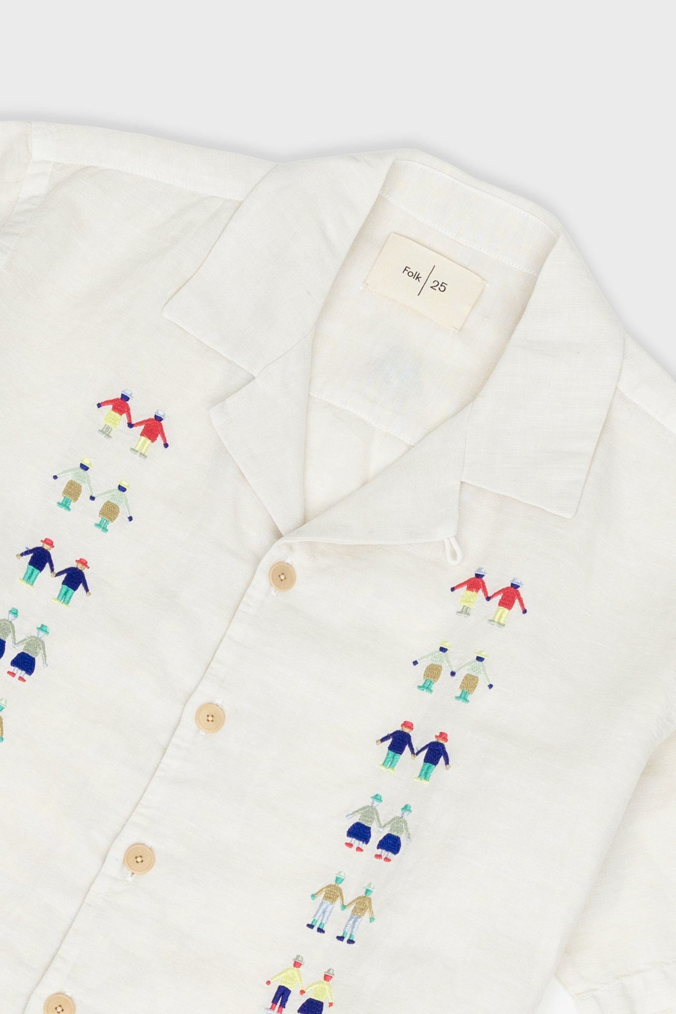 Relaxed Soft Collar Shirt - Ecru Track Embroidery