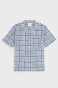 Relaxed Soft Collar Shirt - Stone Blue Open Weave Check