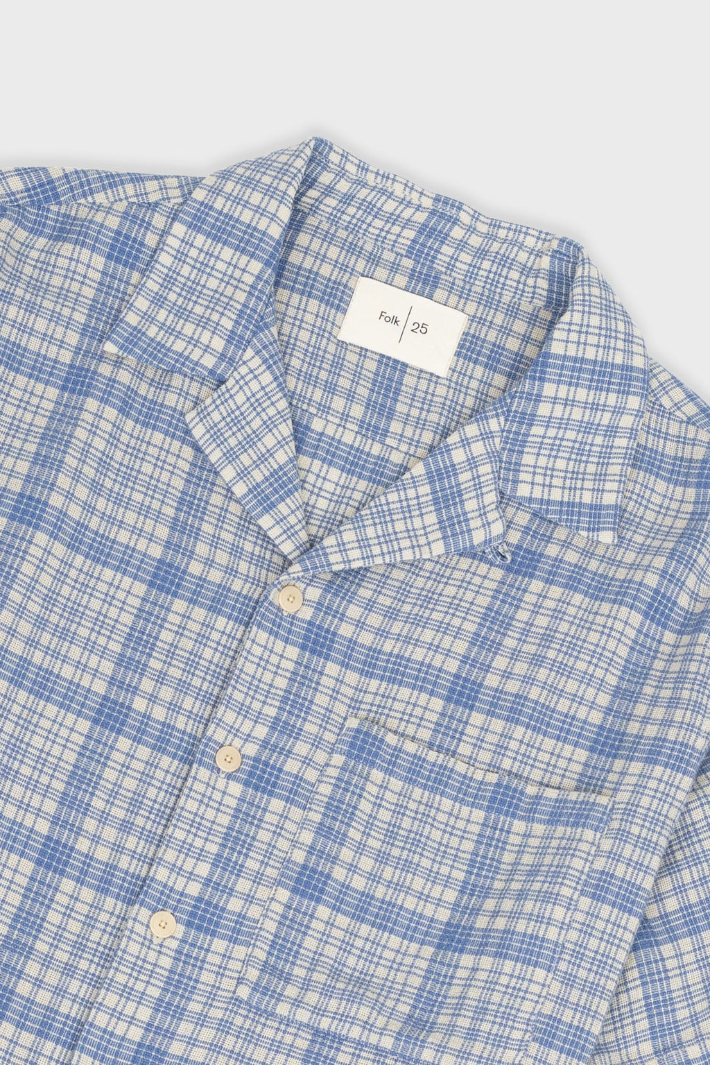 Relaxed Soft Collar Shirt - Stone Blue Open Weave Check