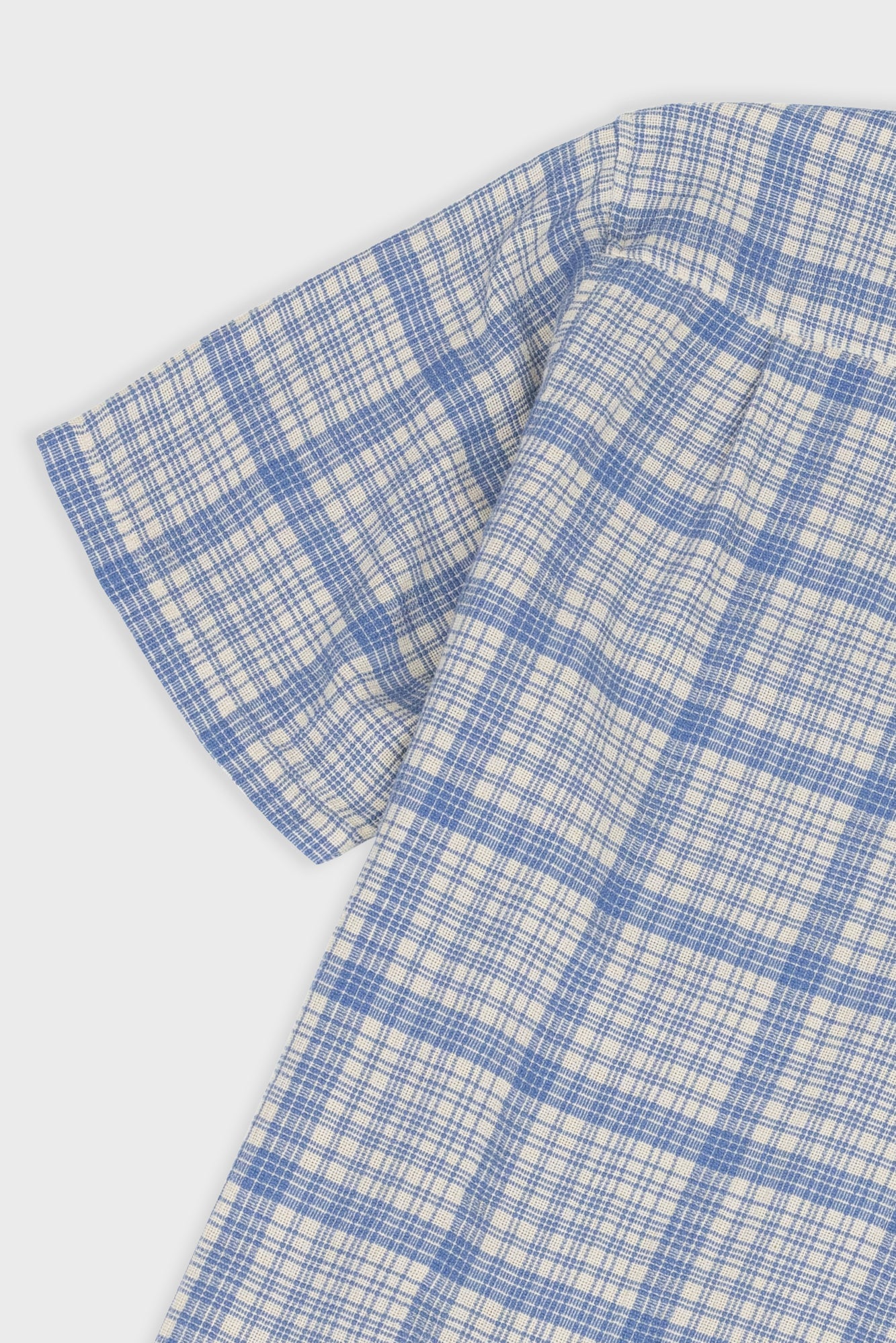 Relaxed Soft Collar Shirt - Stone Blue Open Weave Check