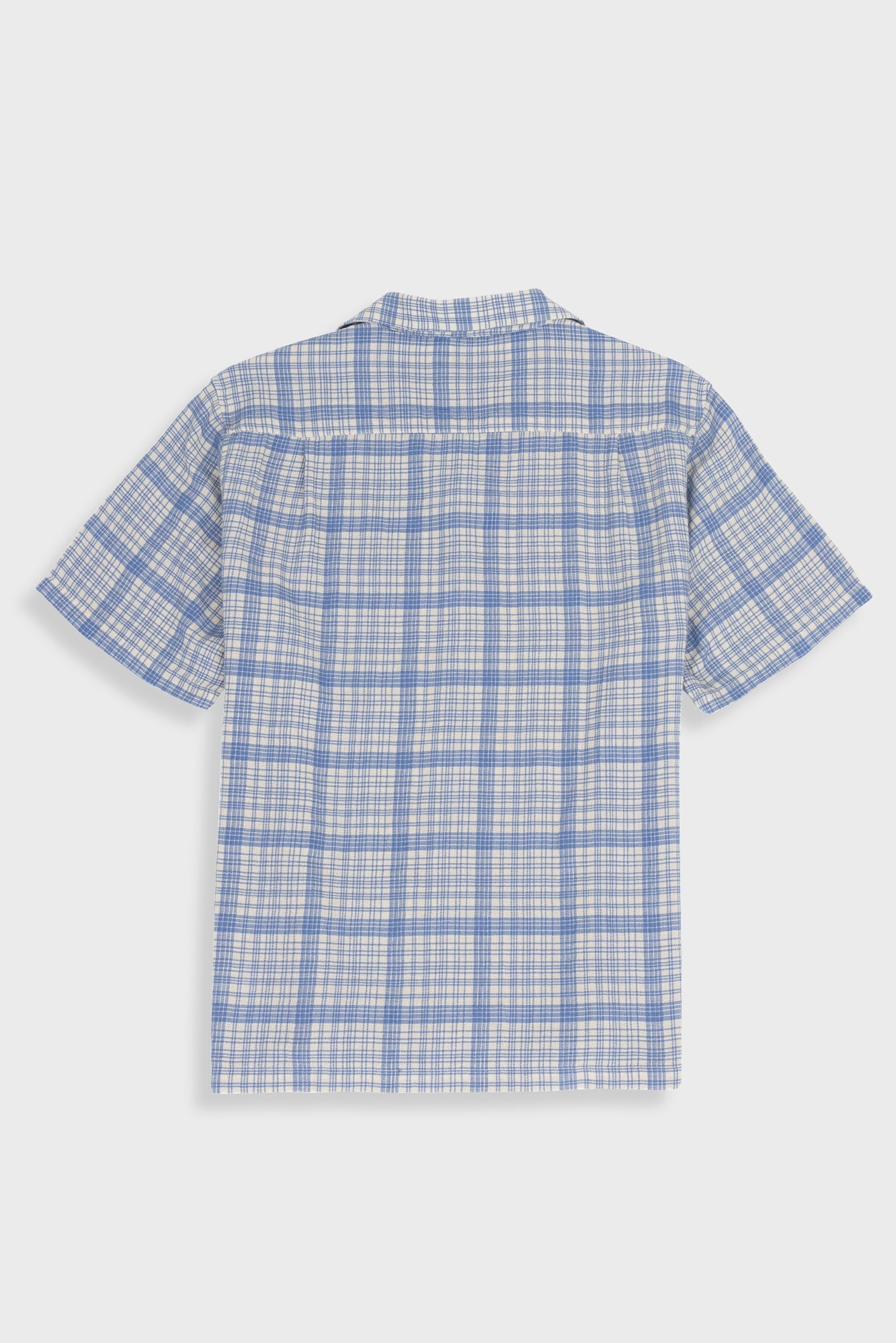 Relaxed Soft Collar Shirt - Stone Blue Open Weave Check