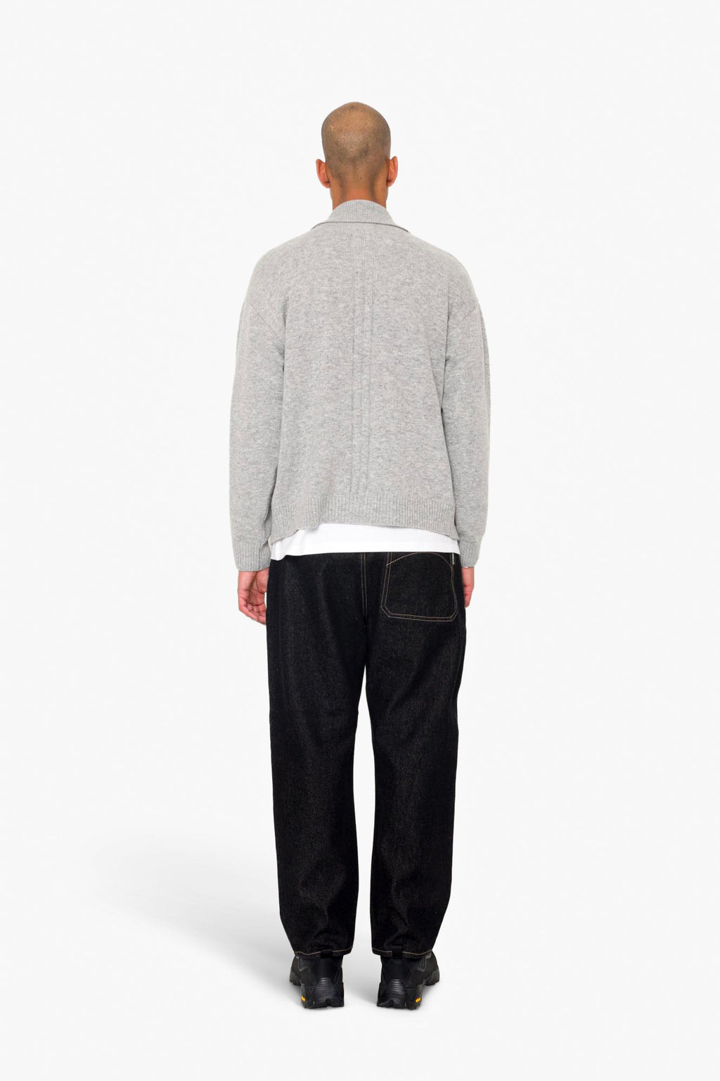 Rib Collared Cardigan - Silver Grey