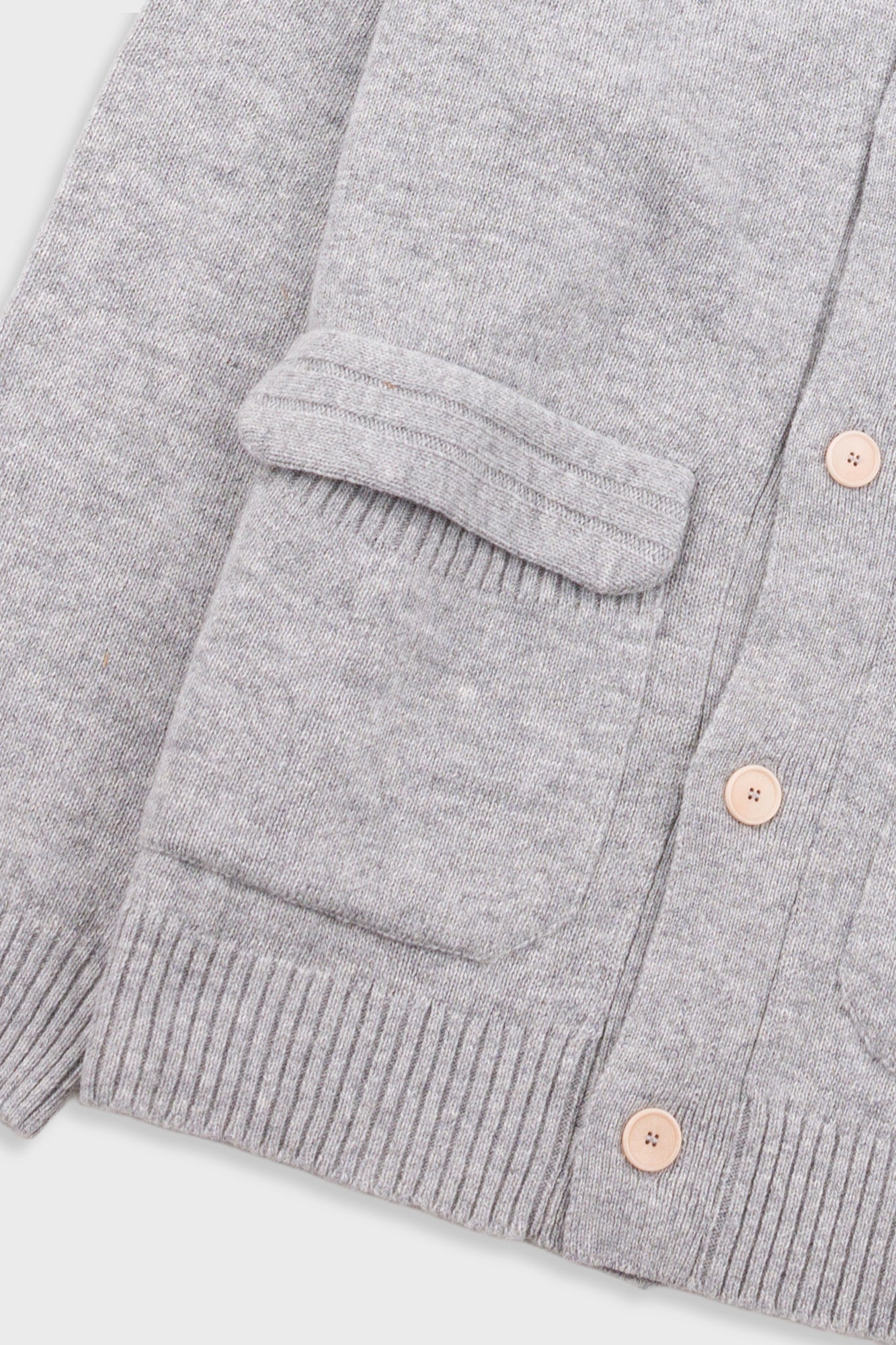 Rib Collared Cardigan - Silver Grey
