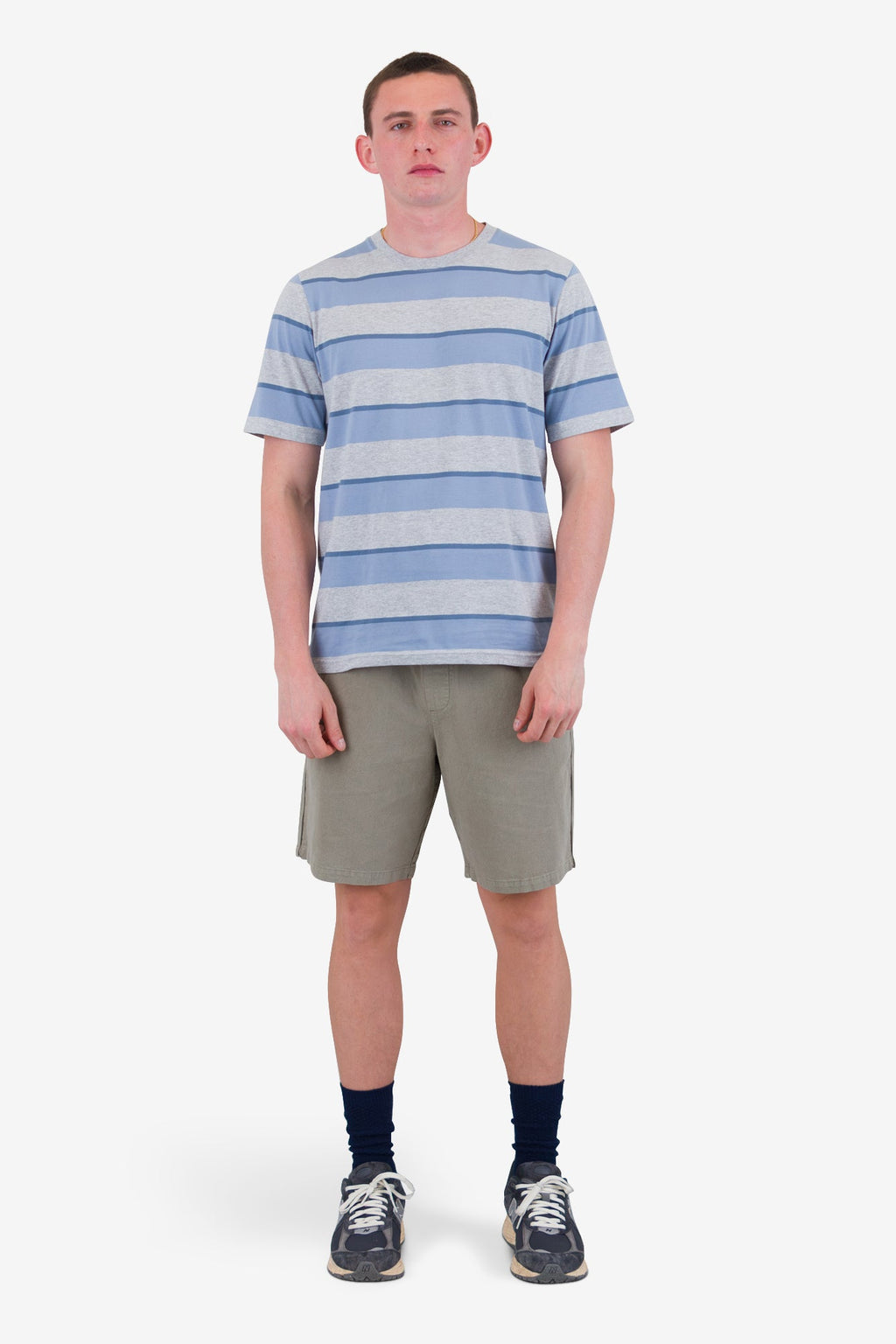 Shadow Stripe T-Shirt - Soft Blue Melange