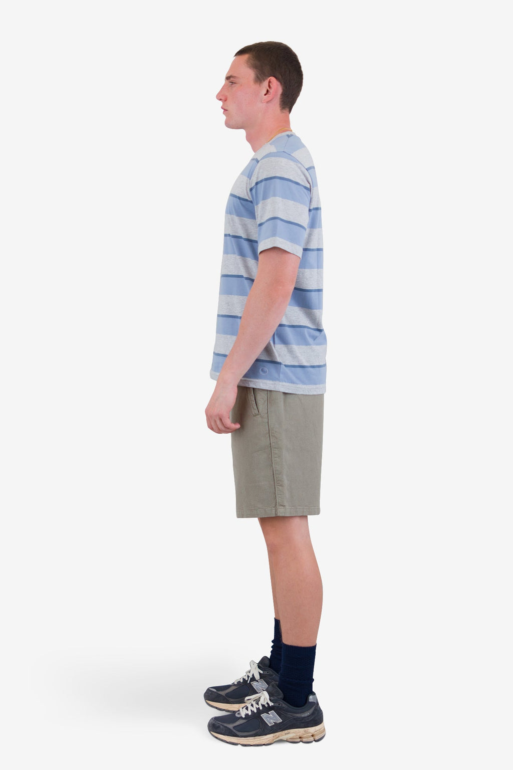 Shadow Stripe T-Shirt - Soft Blue Melange
