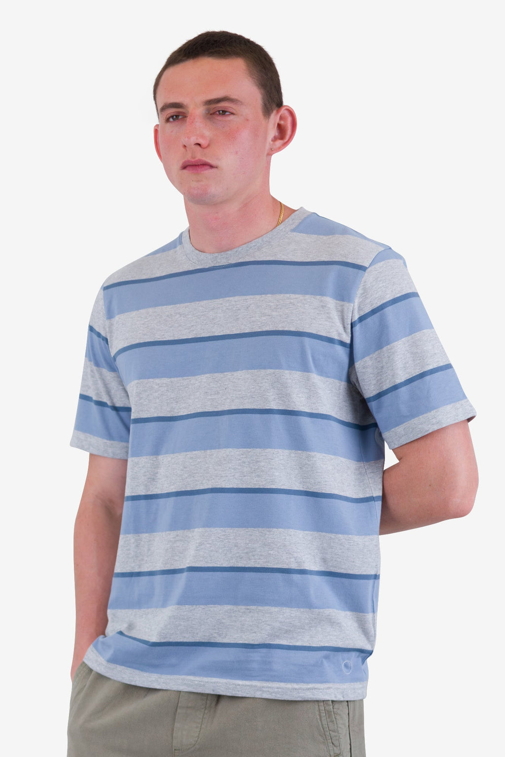 Shadow Stripe T-Shirt - Soft Blue Melange