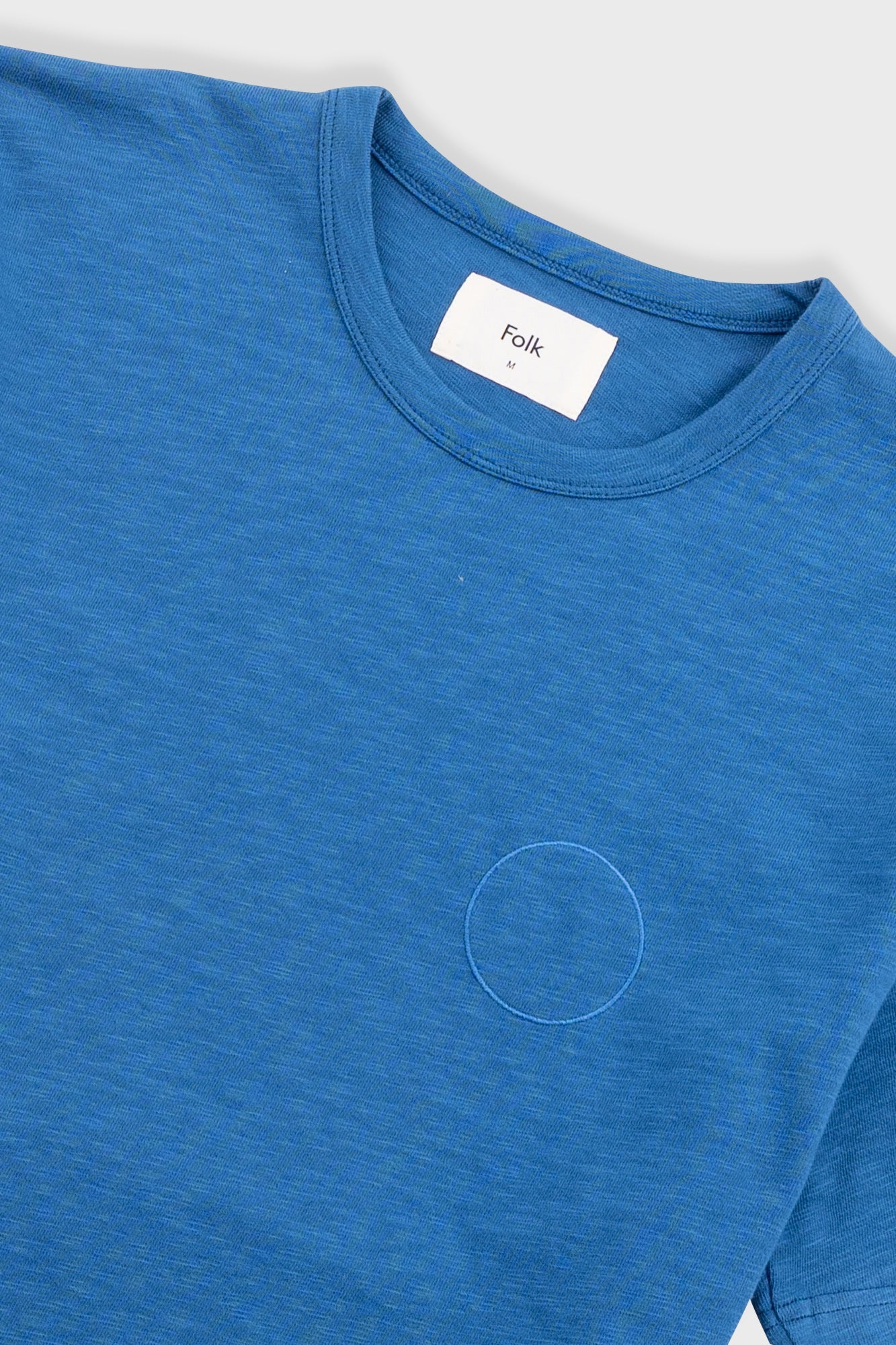 Slub Embroidered T-Shirt - Soft Blue