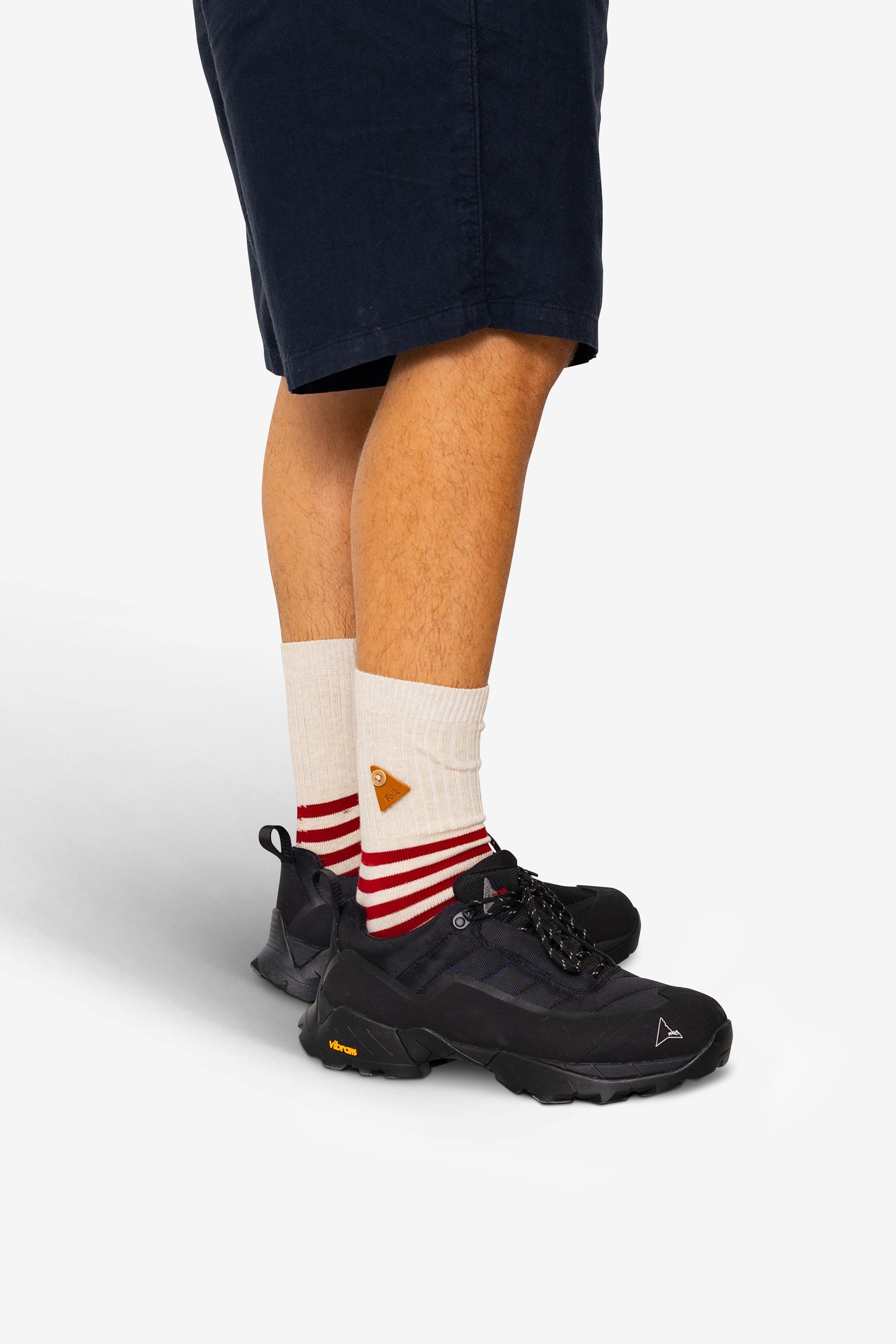 Striped Socks - Crimson / Stone