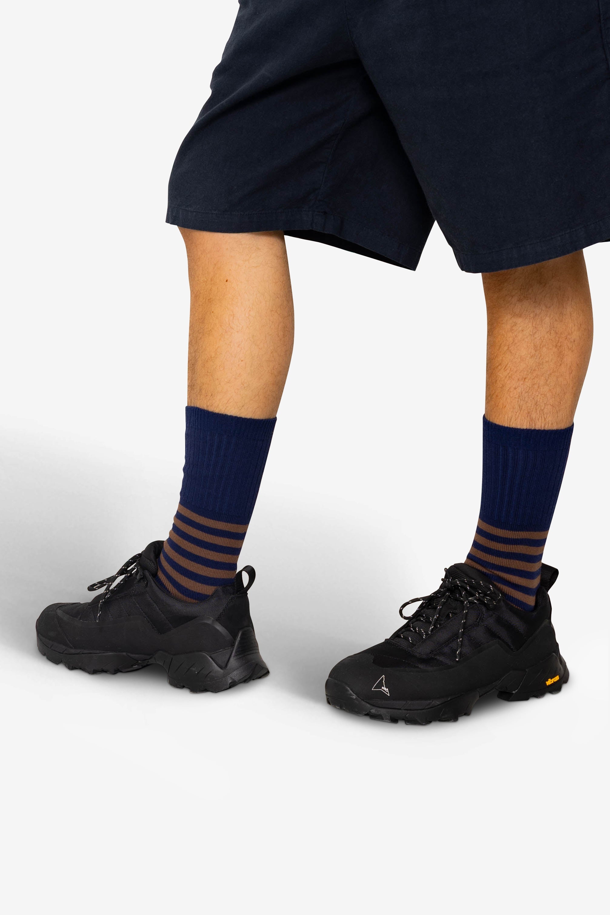 Striped Socks - Brown / Navy