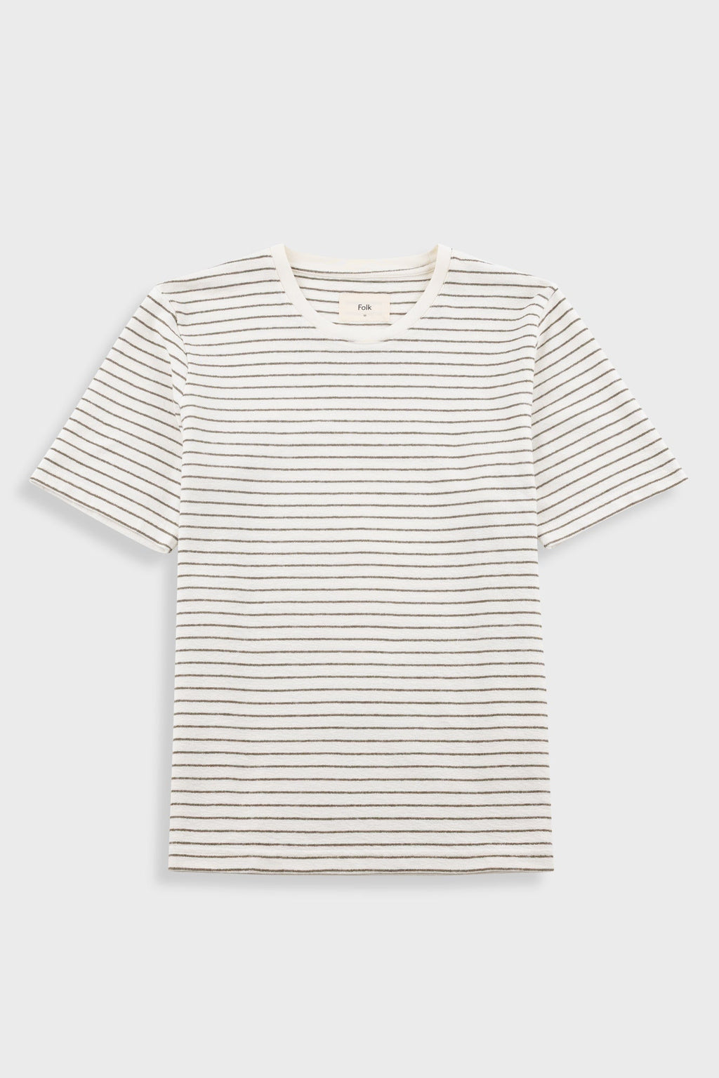 Short Sleeve Textured Striped T-Shirt - Ecru / Olive