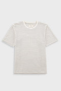 Short Sleeve Textured Striped T-Shirt - Ecru / Olive