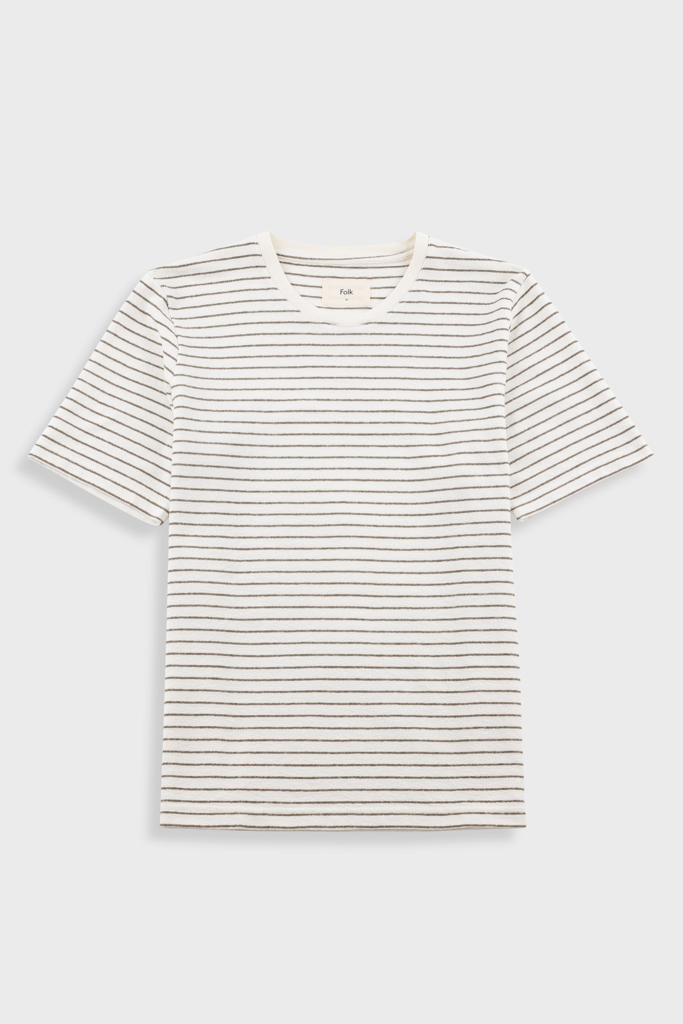 Short Sleeve Textured Striped T-Shirt - Ecru / Olive