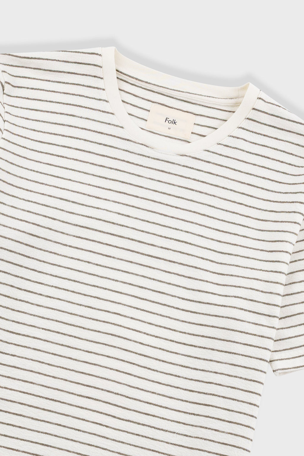 Short Sleeve Textured Striped T-Shirt - Ecru / Olive