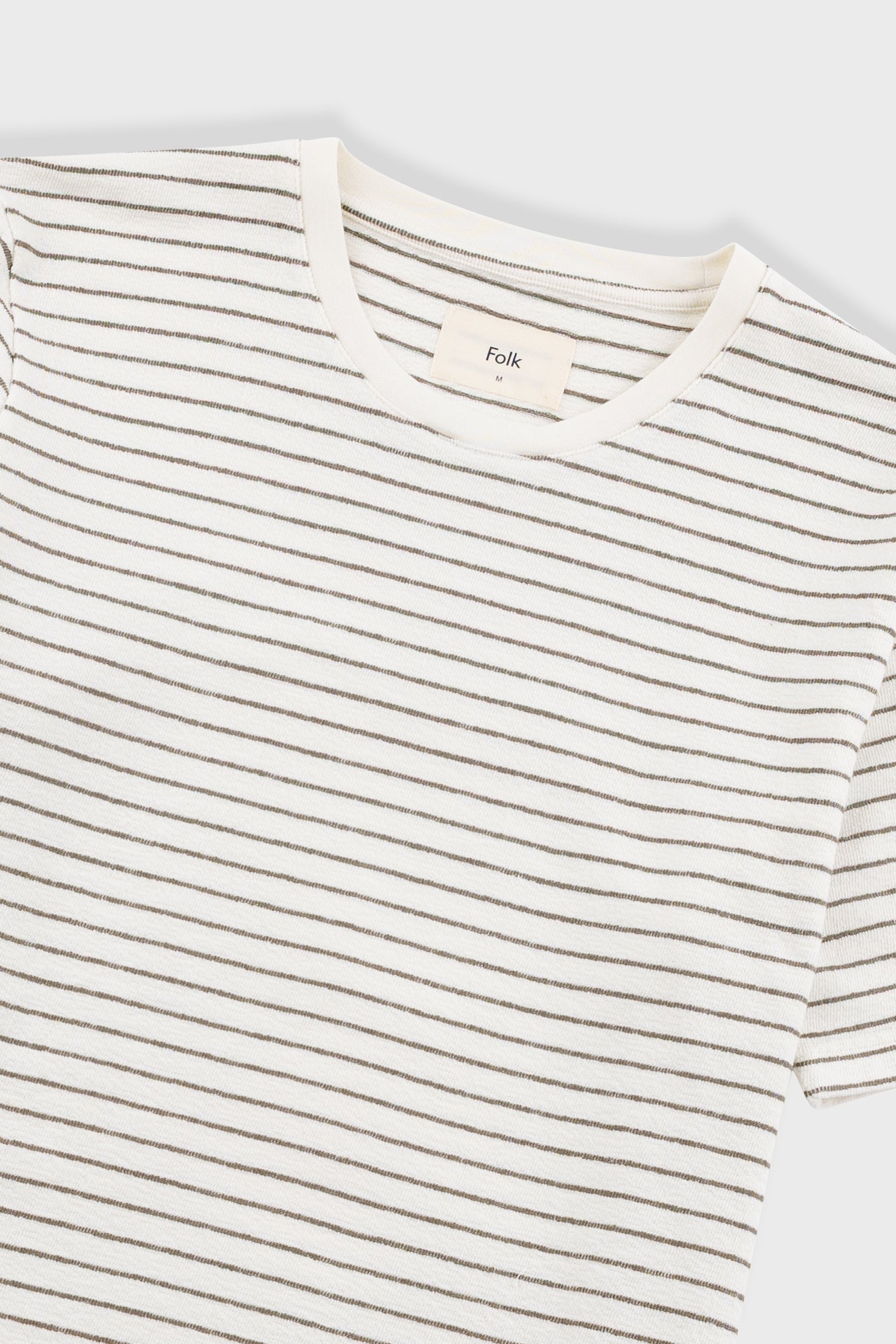 Short Sleeve Textured Striped T-Shirt - Ecru / Olive