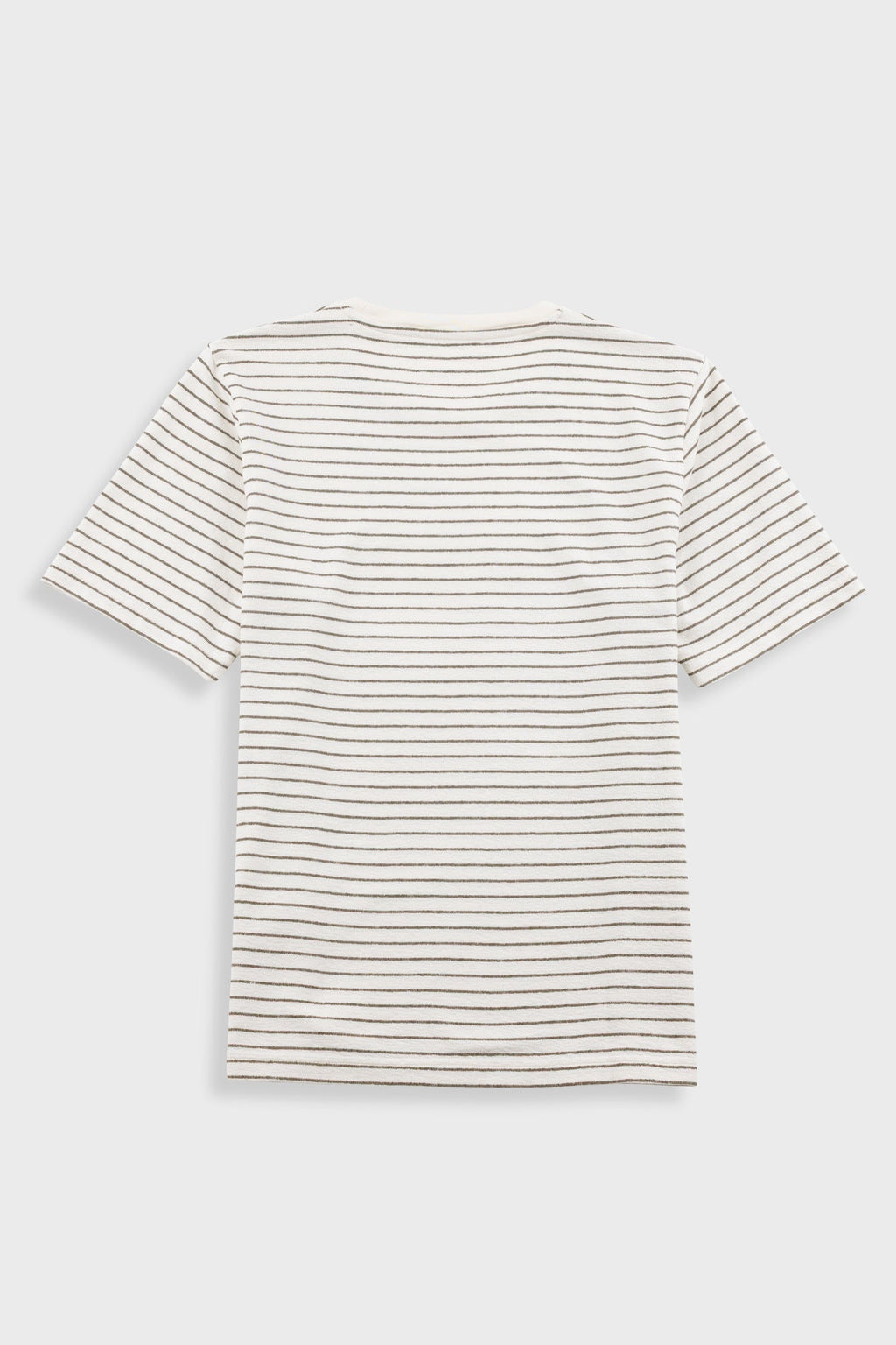 Short Sleeve Textured Striped T-Shirt - Ecru / Olive