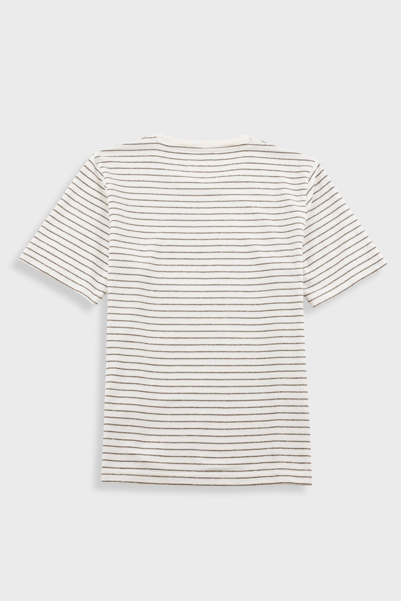 Short Sleeve Textured Striped T-Shirt - Ecru / Olive
