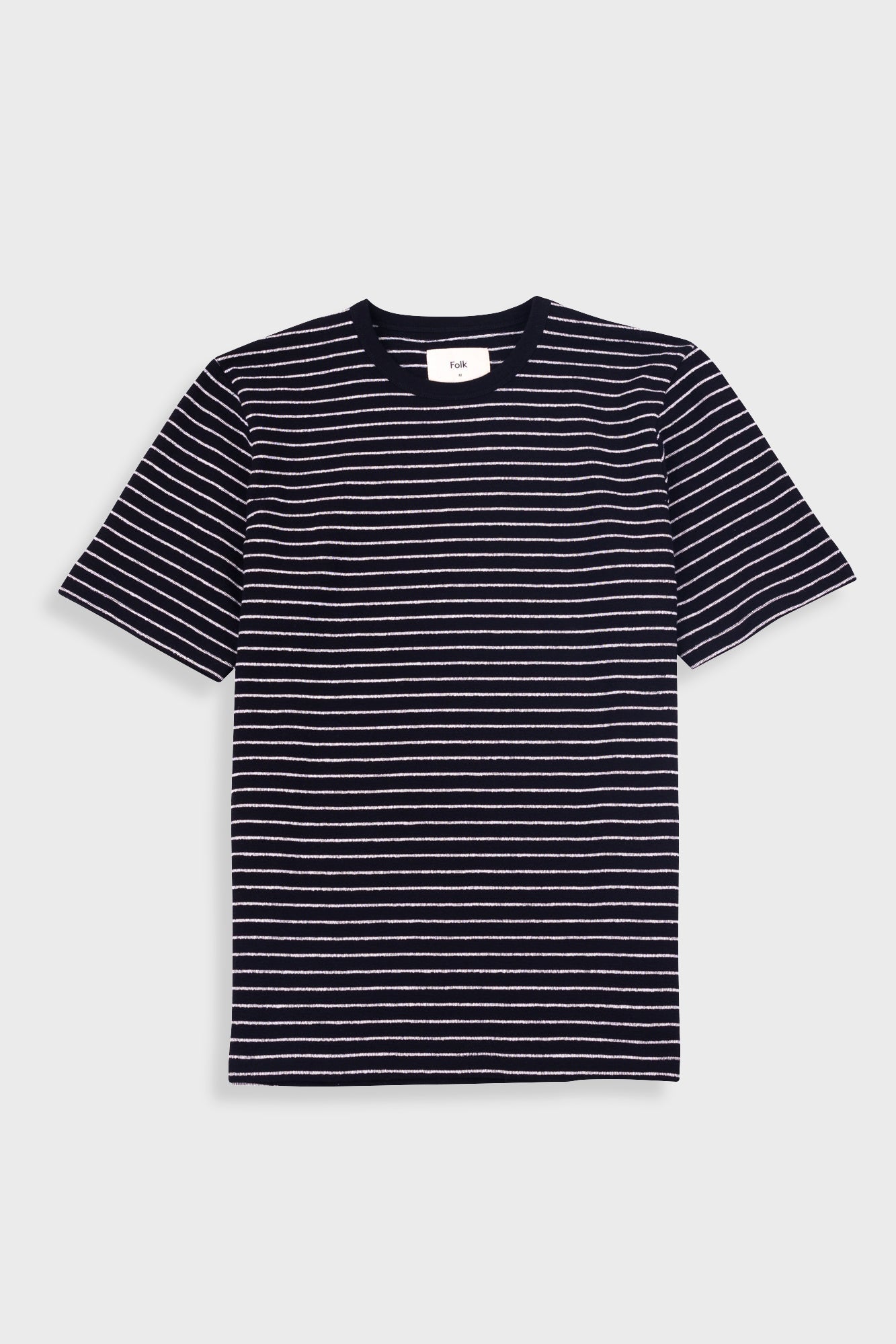 Short Sleeve Textured Striped T-Shirt - Black / Ecru
