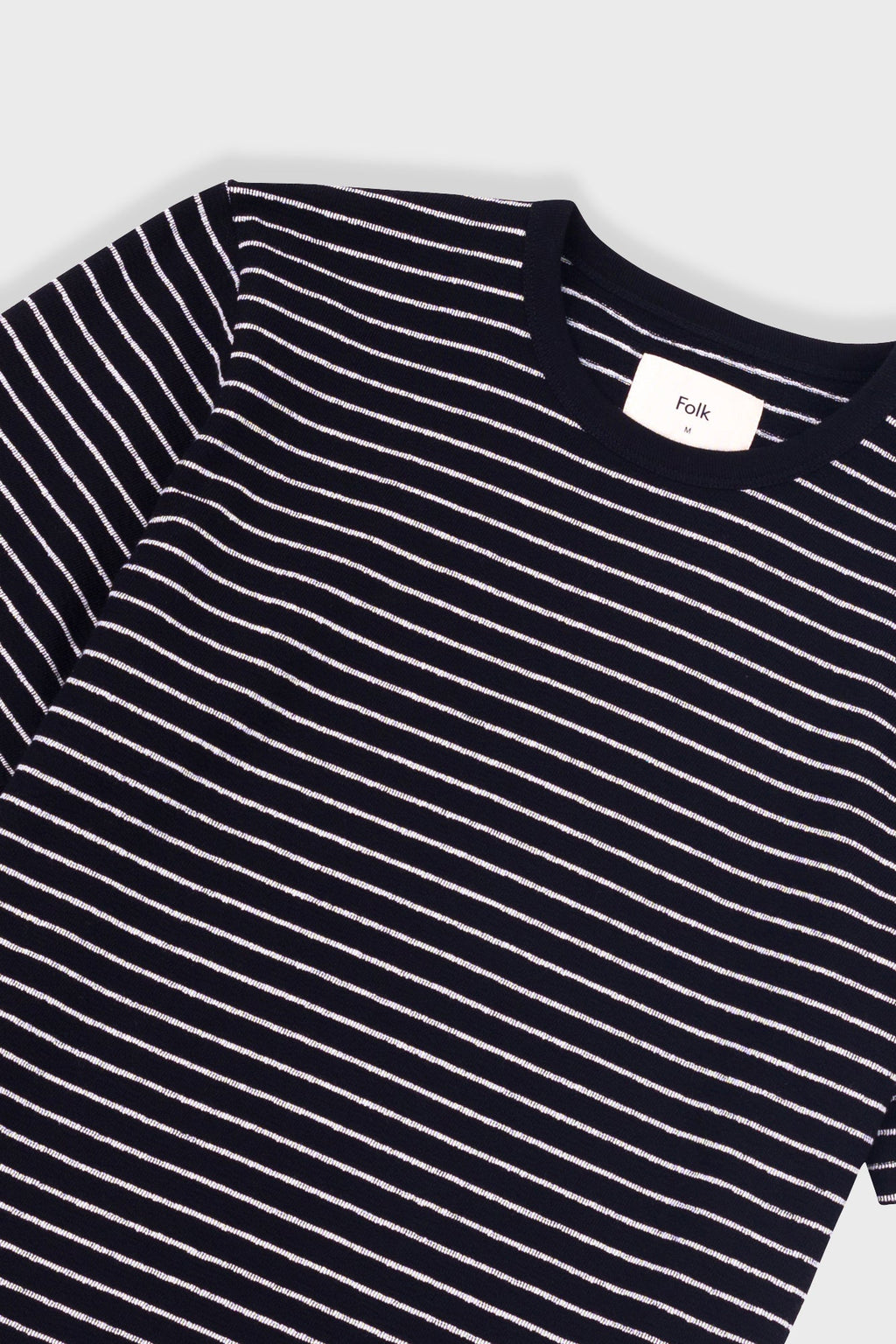 Short Sleeve Textured Striped T-Shirt - Black / Ecru