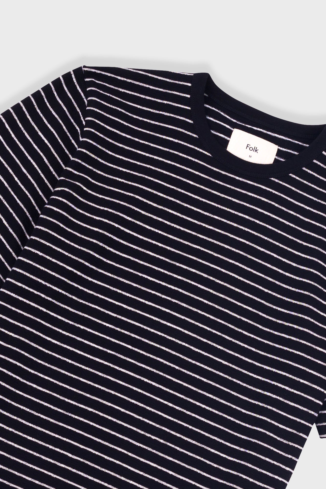 Short Sleeve Textured Striped T-Shirt - Black / Ecru