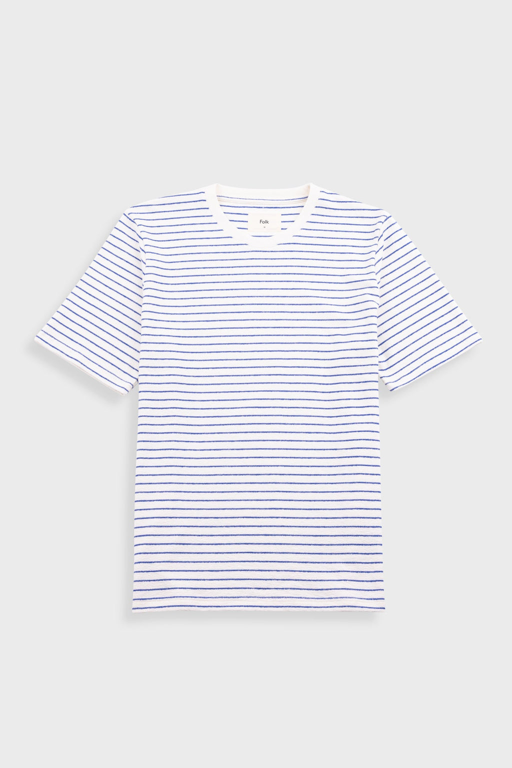 Short Sleeve Textured Striped T-Shirt - Ecru / Bright Blue