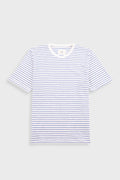 Short Sleeve Textured Striped T-Shirt - Ecru / Bright Blue